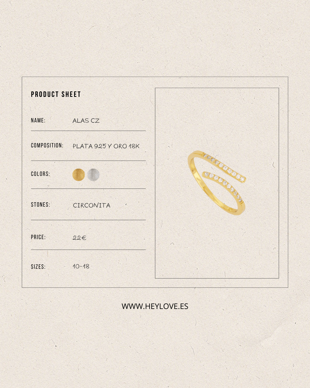 heylove ANILLOS ANILLO ALAS CZ