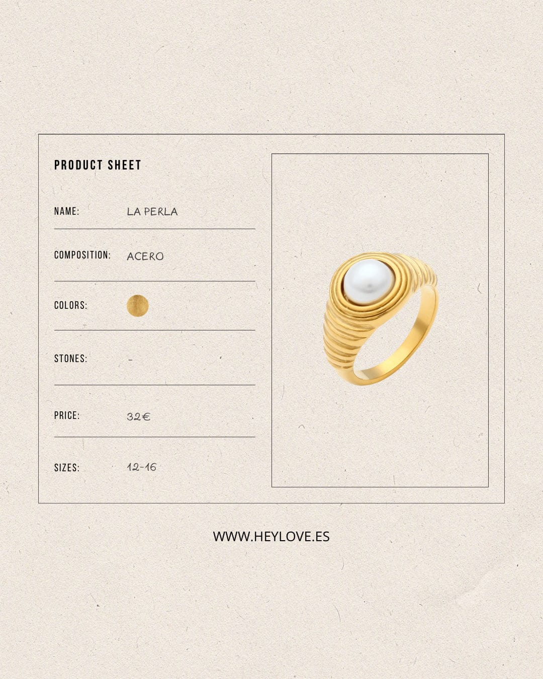 heylove ANILLOS ANILLO LA PERLA