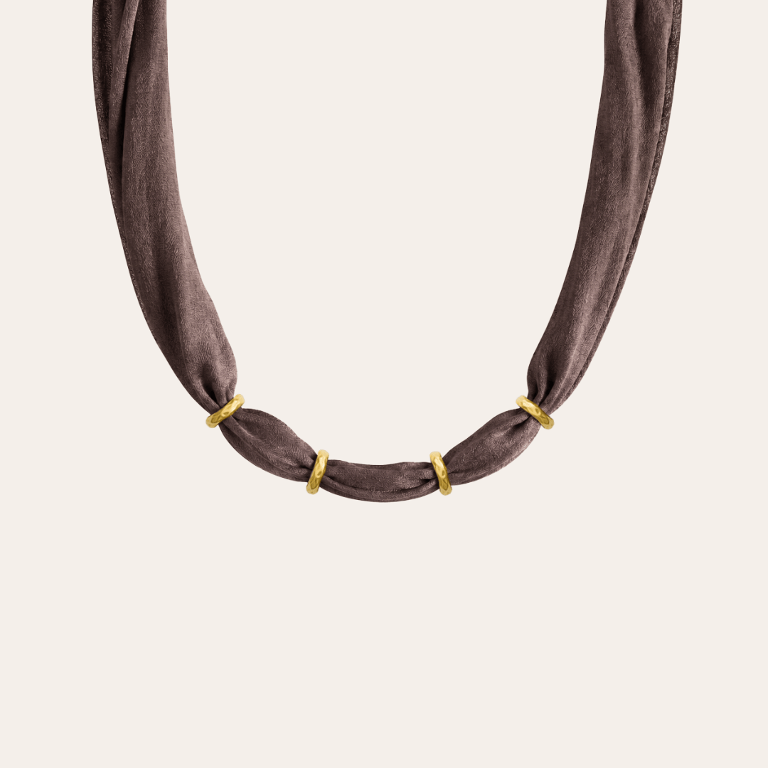 heylove COLLAR SEDA PARA PERSONALIZAR MARRÓN CHOCOLATE