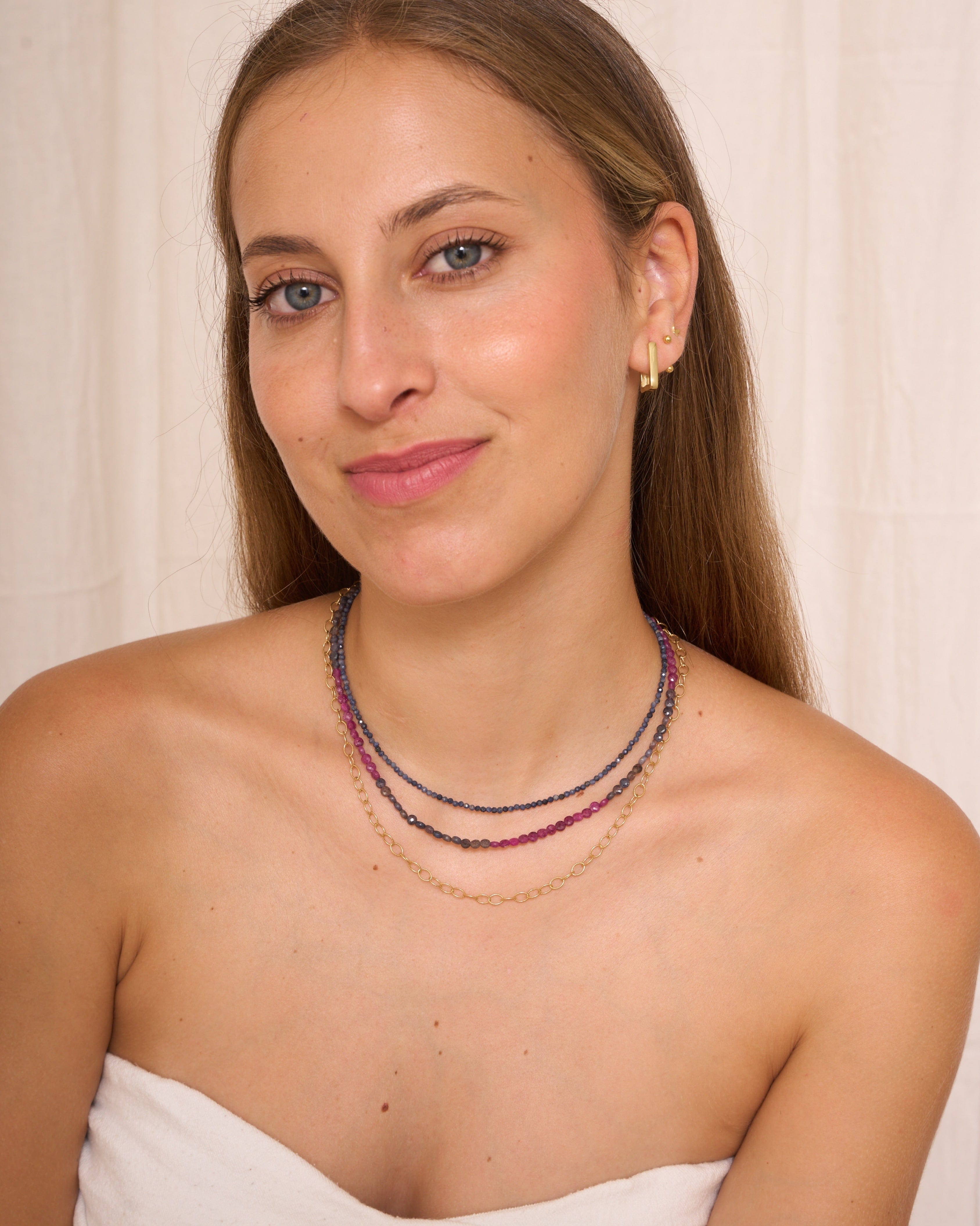 heylove COLLARES COLLAR MINERAL RUBI & ZAFIRO 4 MM