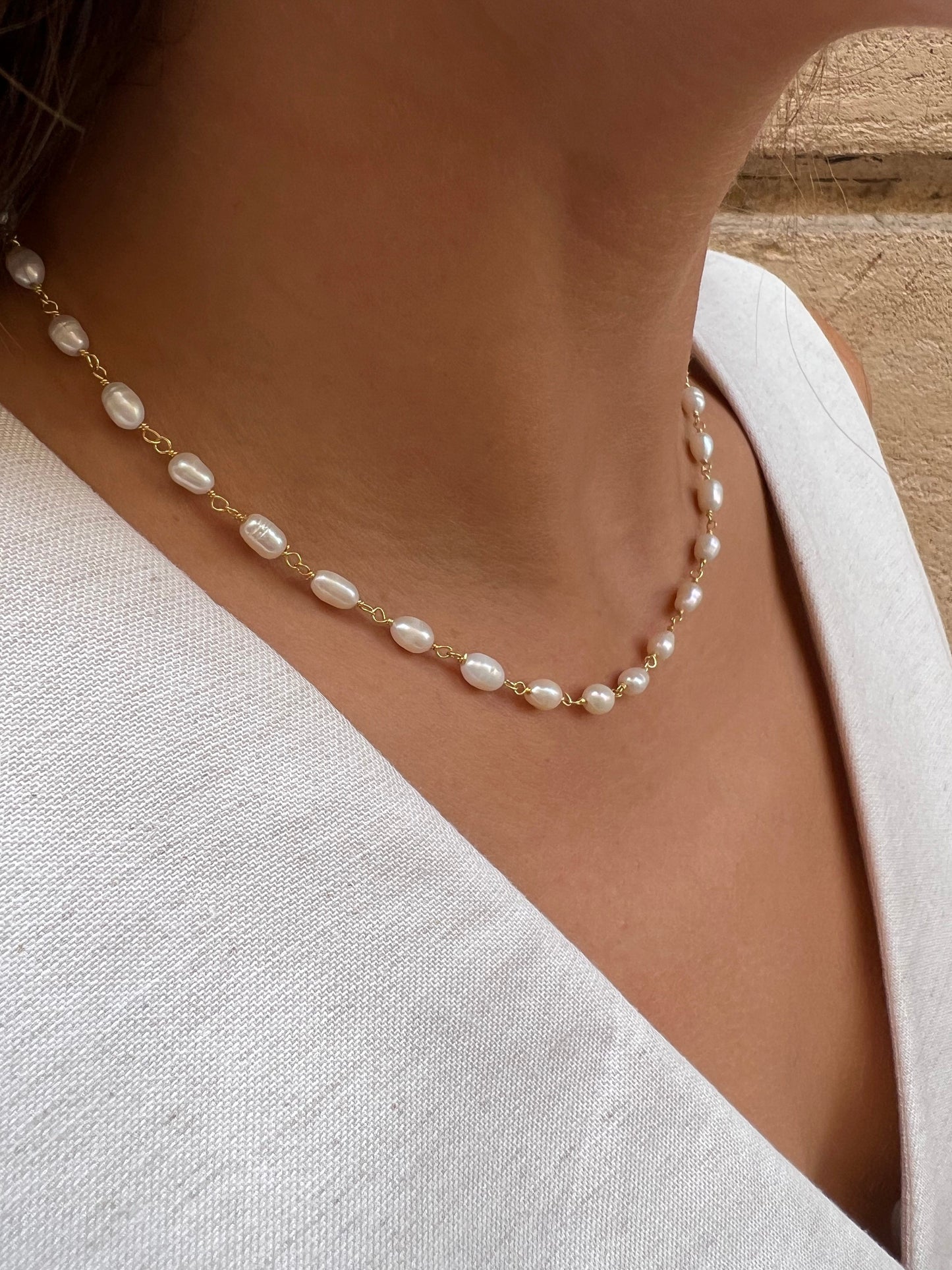 heylove COLLARES COLLAR ROSARIO PERLA OVALADA