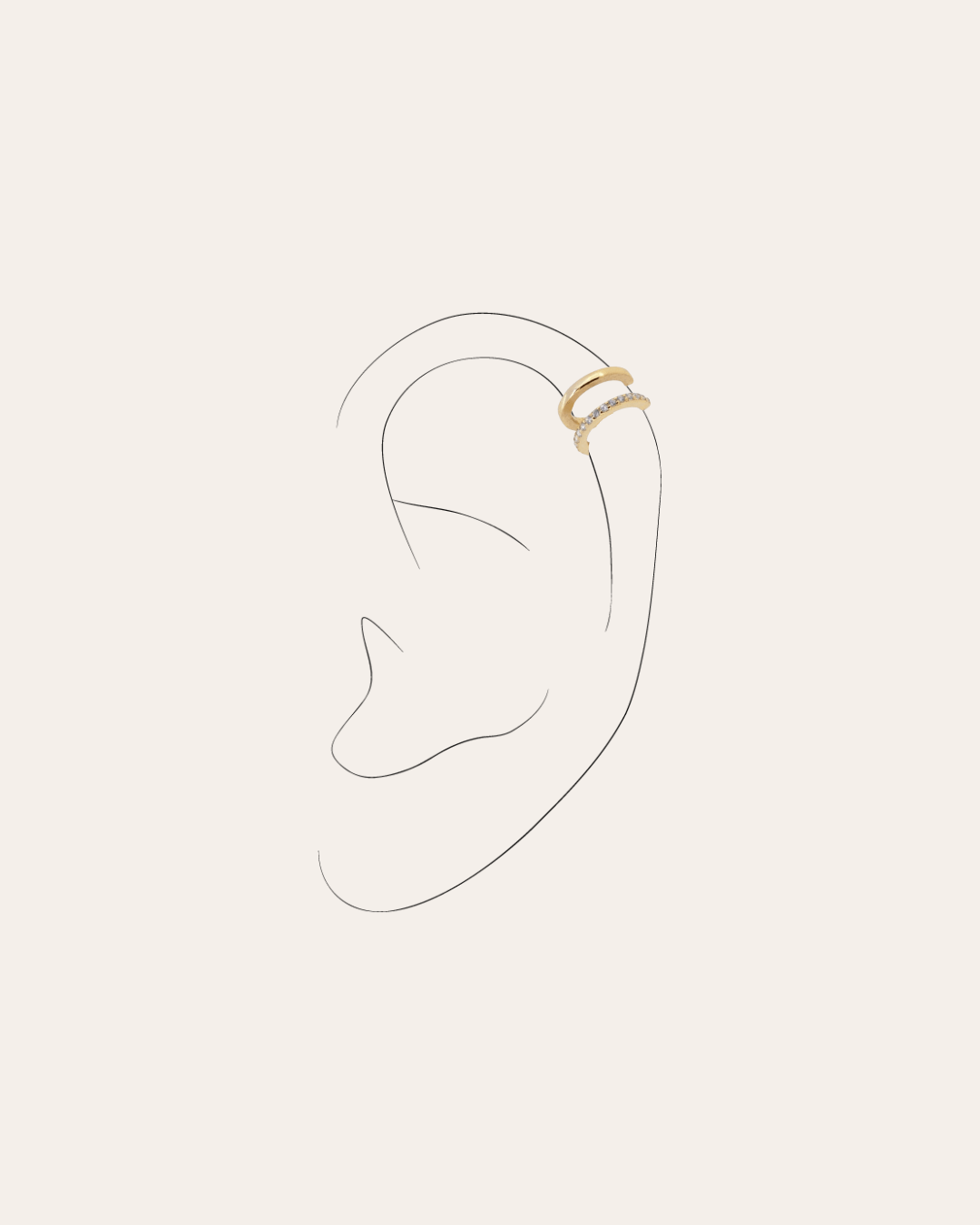 heylove EARCUFF EAR CUFF TWO LINES CZ