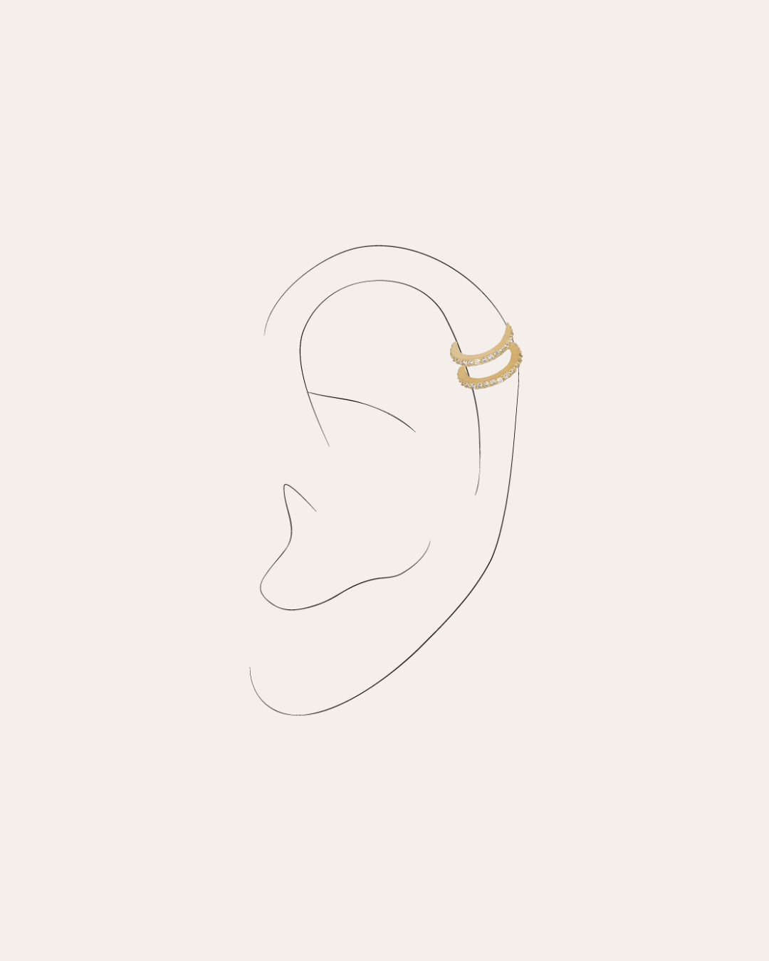 heylove EARCUFF EAR CUFF TWO LINES CZ