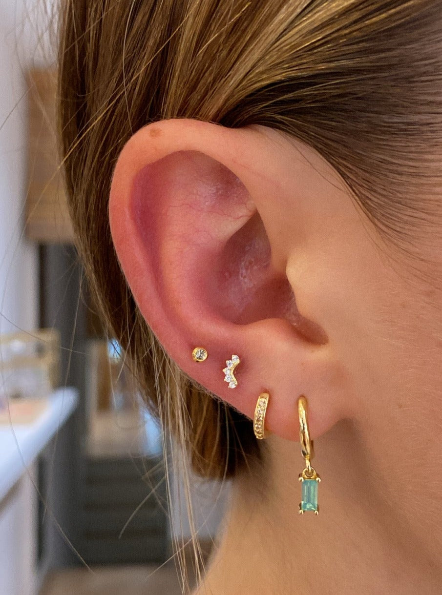 heylove Pendiente primera puesta ABRIL CRISTAL 2 MM ORO