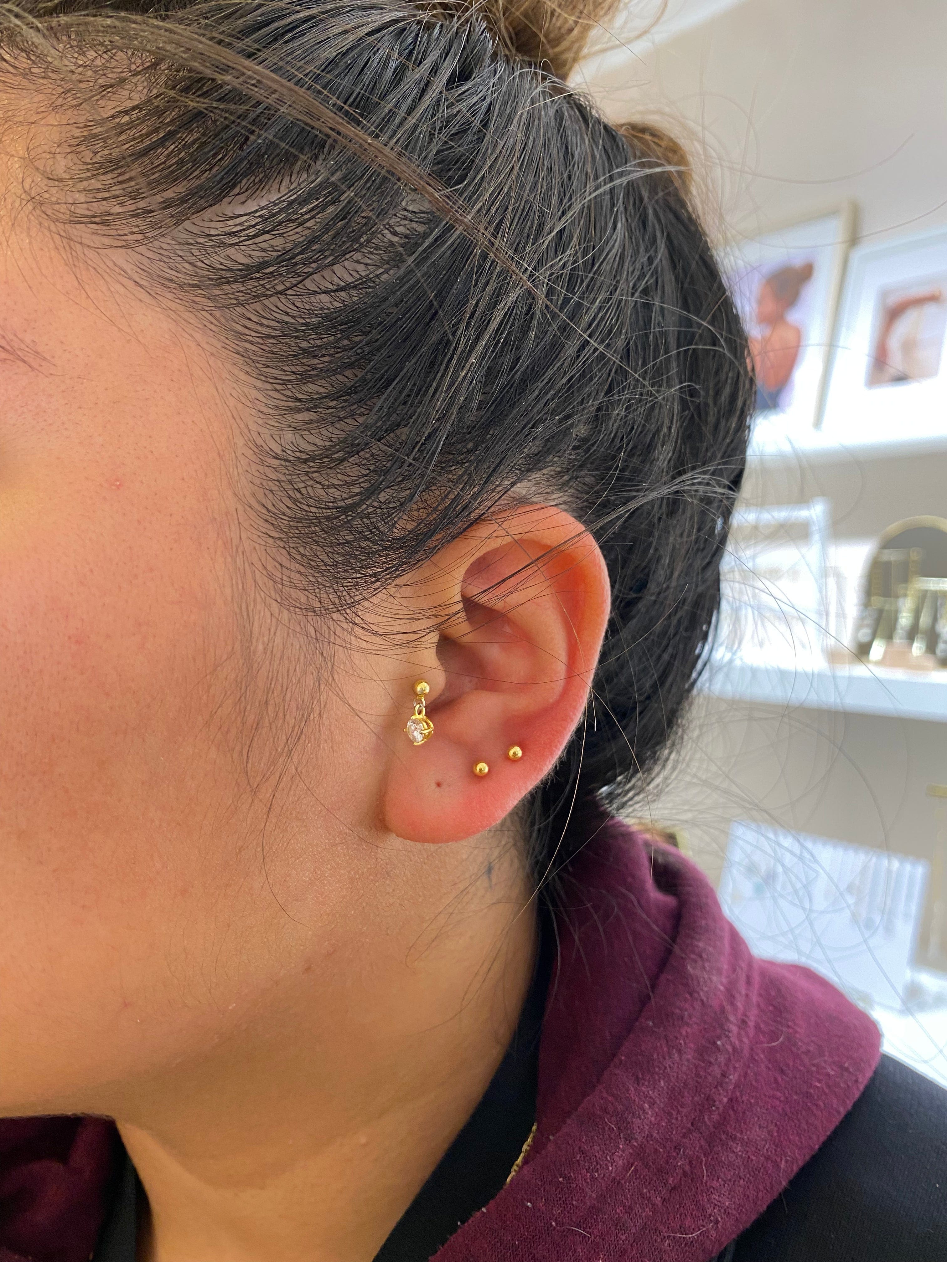 heylove Pendiente primera puesta BOLA 3 MM ORO