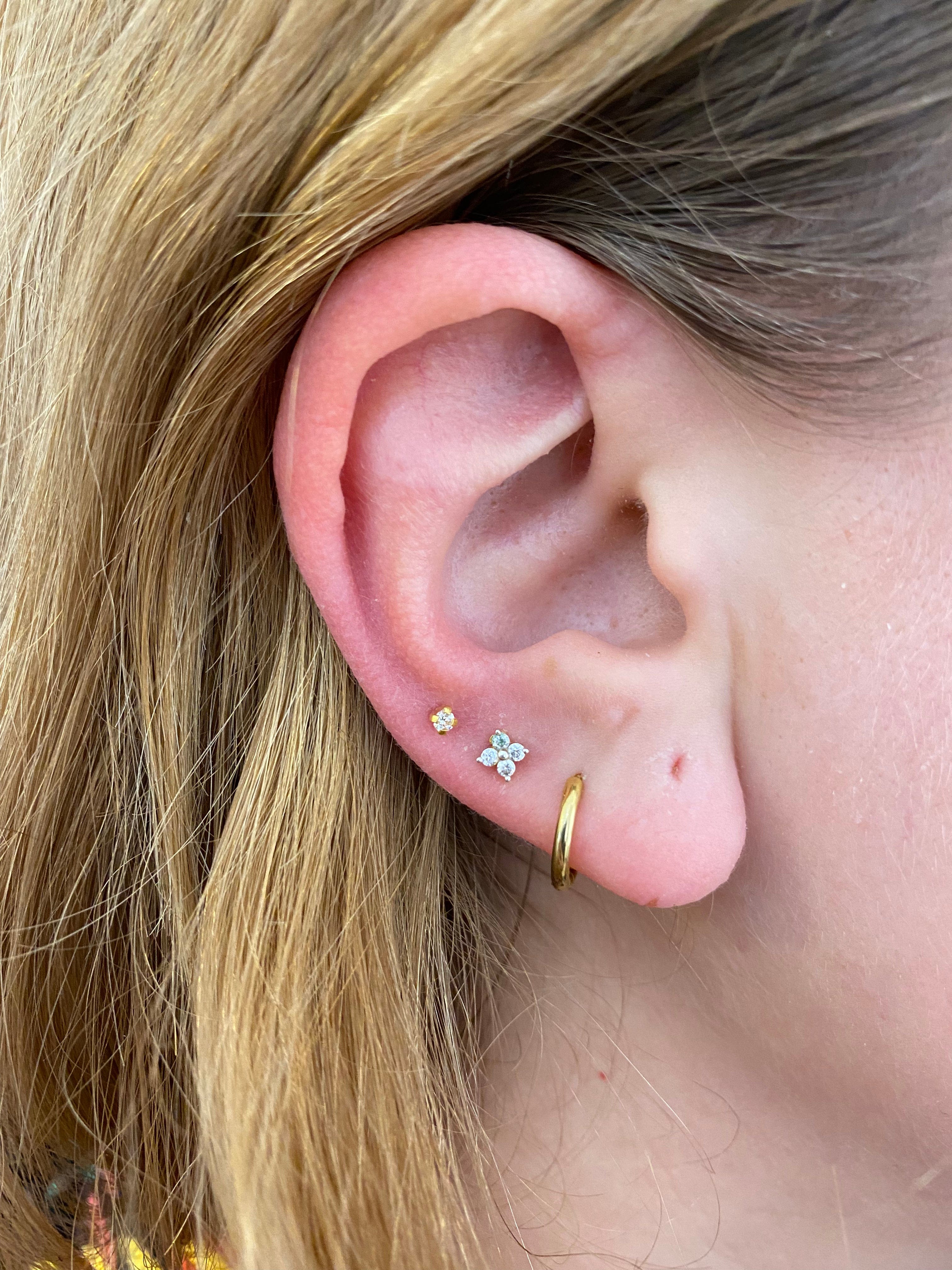 heylove Pendiente primera puesta CIRCONITA 2 MM ORO