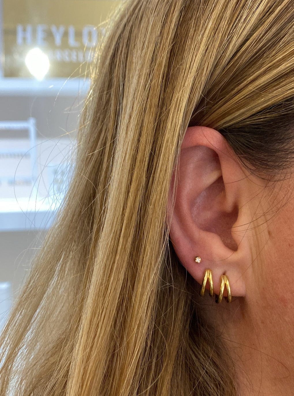 heylove Pendiente primera puesta CIRCONITA 2 MM ORO