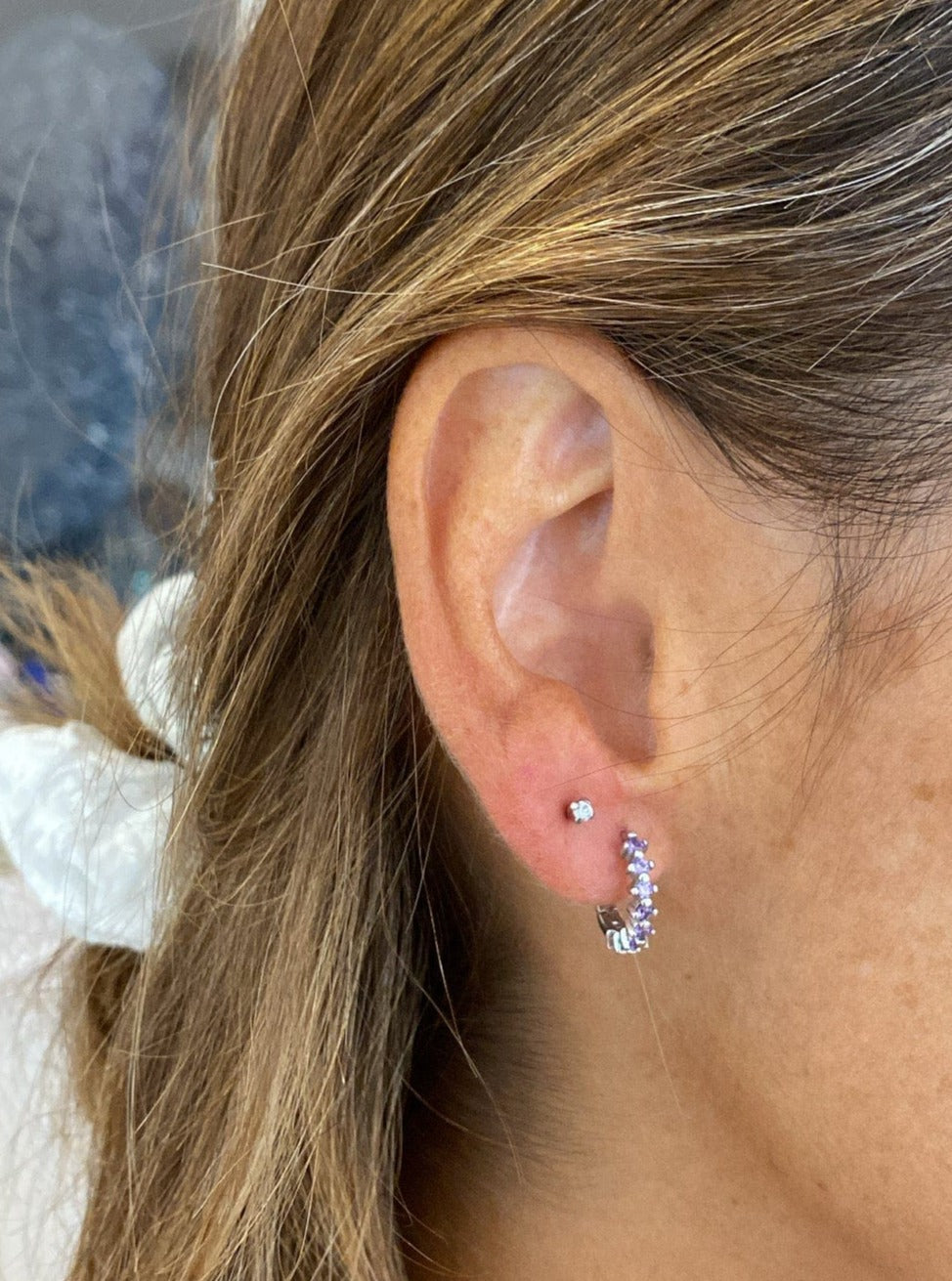 Pendiente primera puestaheyloveCirconita cúbica 2mm Plateada Engarzado