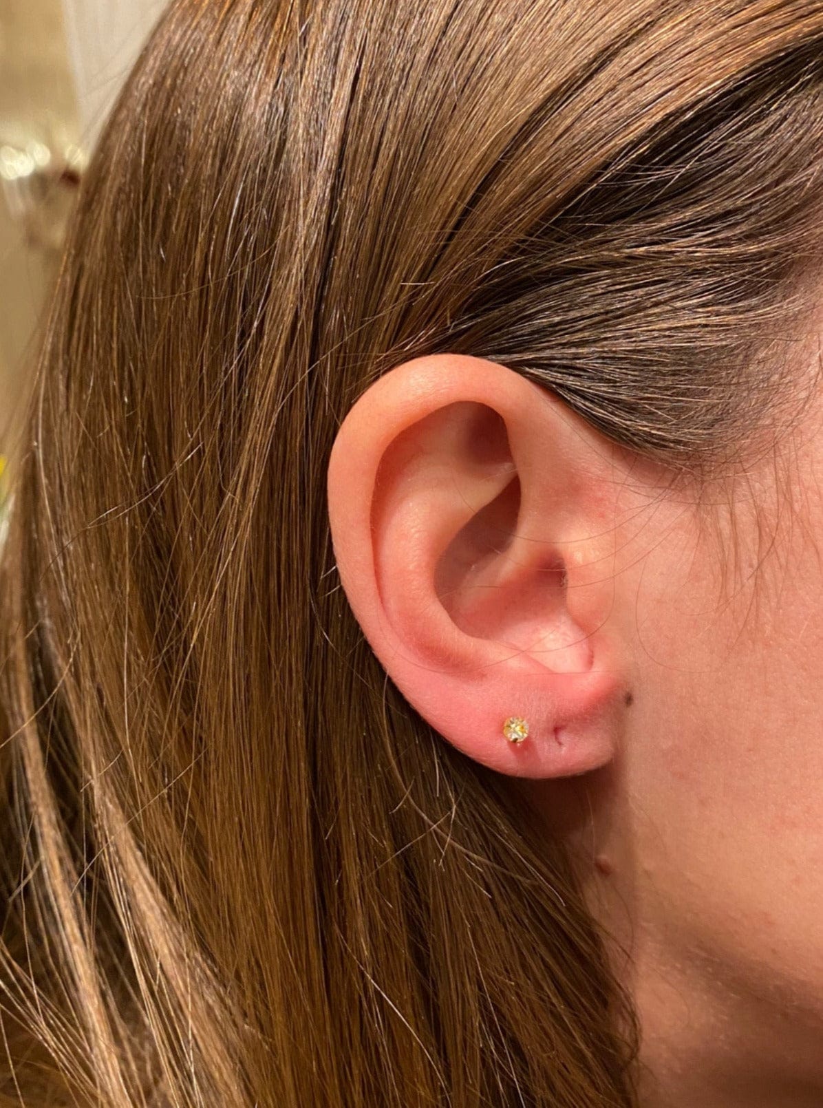 heylove Pendiente primera puesta CRISTAL 3 MM ORO