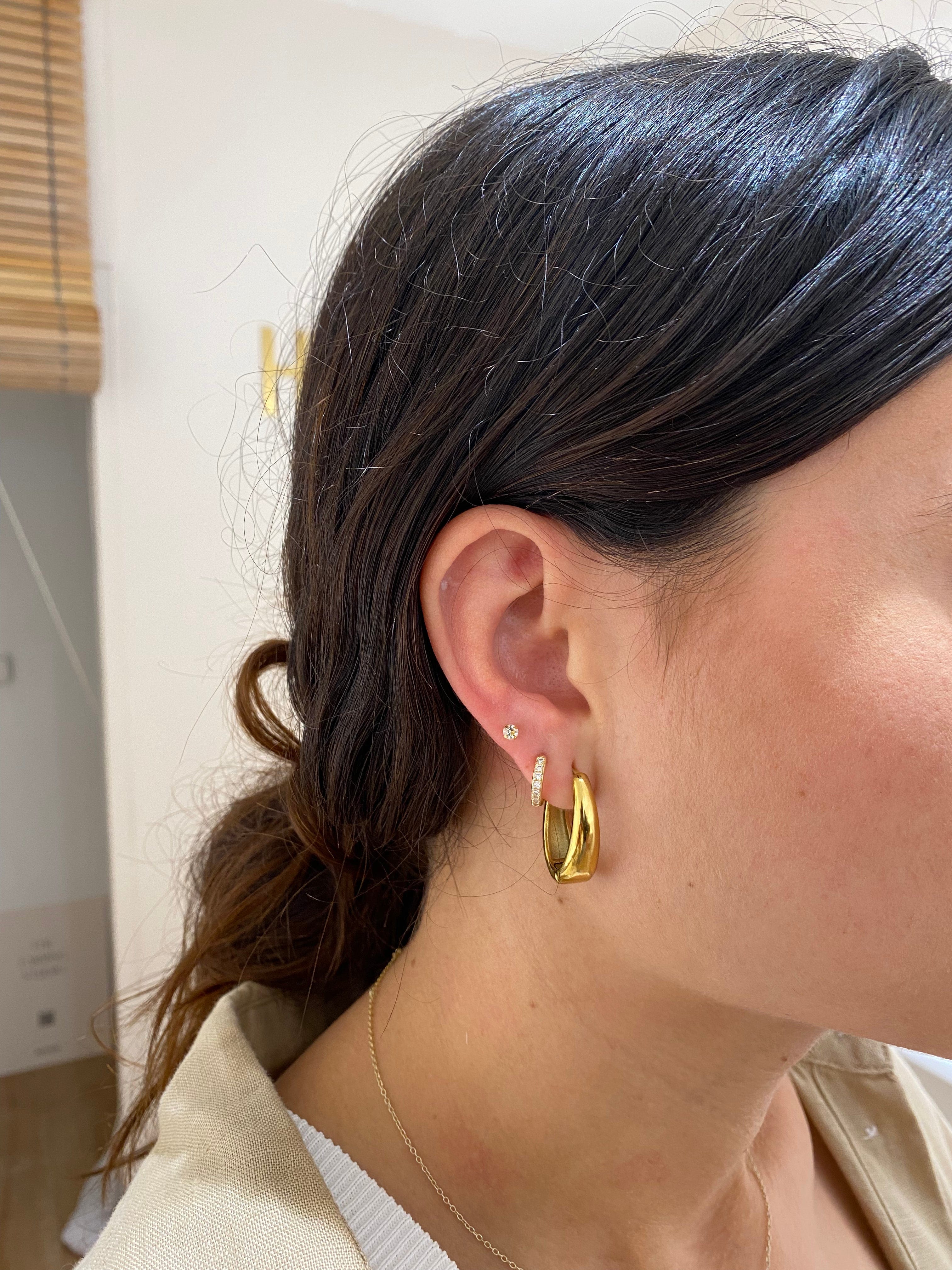 heylove Pendiente primera puesta CRISTAL 3 MM ORO