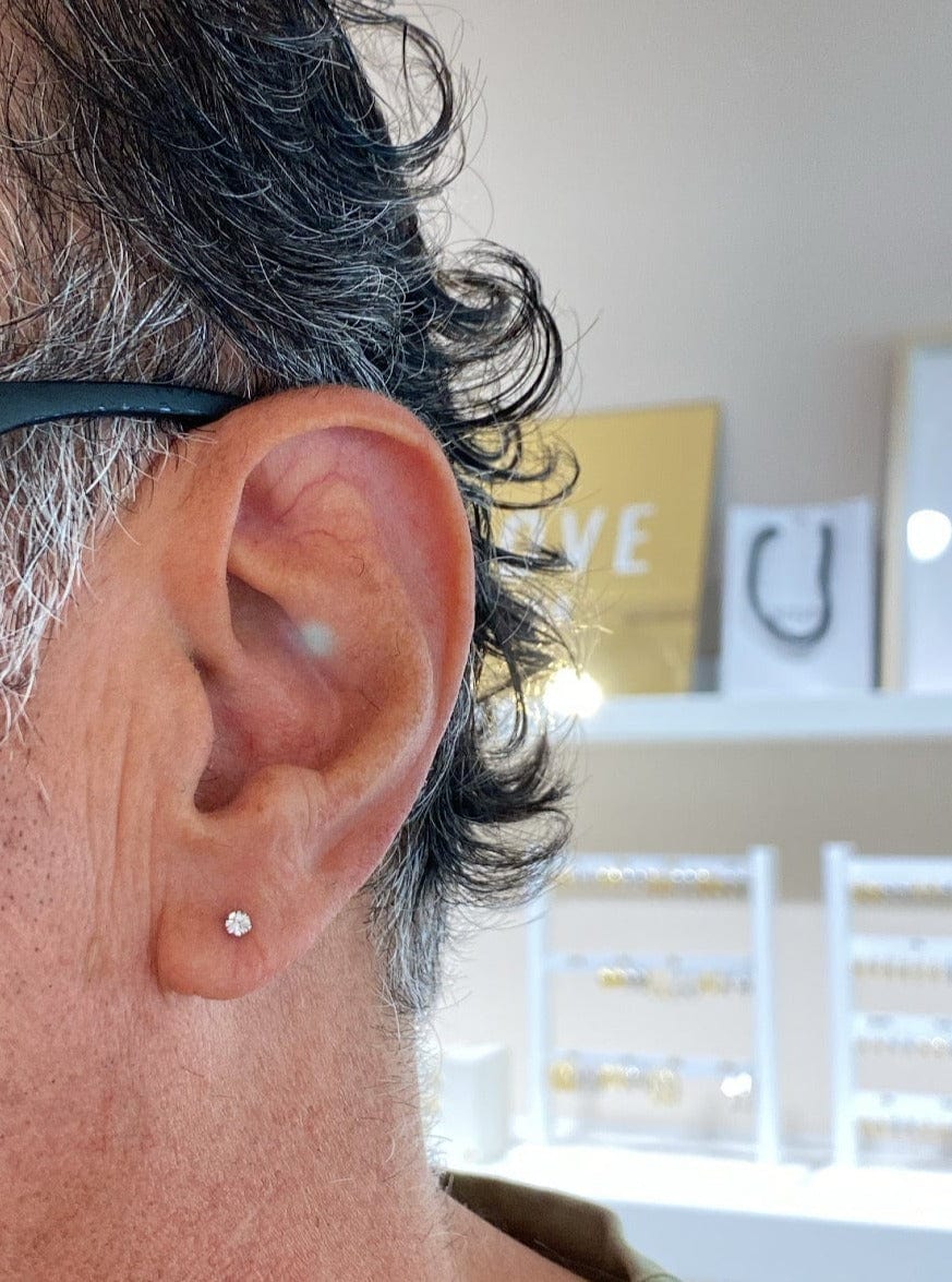 heylove Pendiente primera puesta CRISTAL 3 MM PLATA