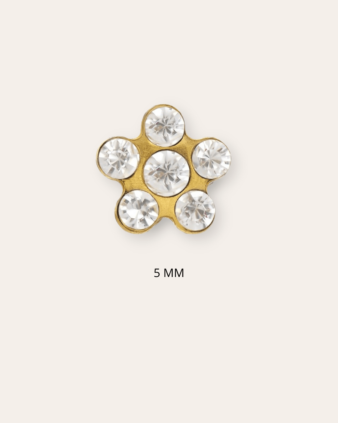 heylove Pendiente primera puesta FLOR CRISTALES 5 MM ORO