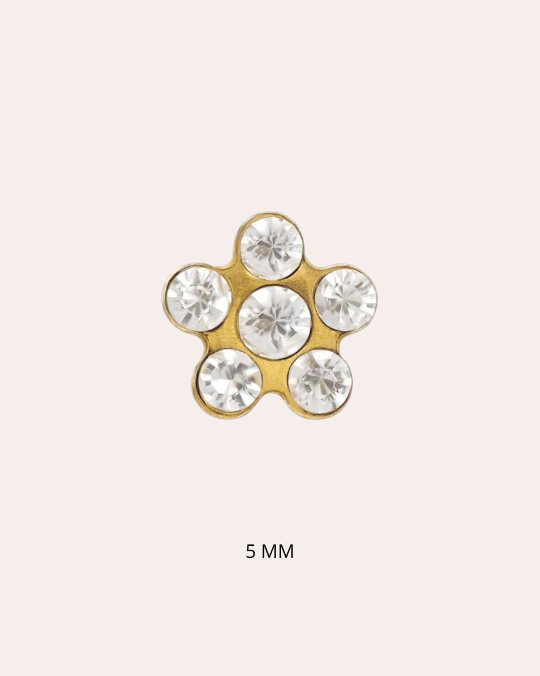 heylove Pendiente primera puesta FLOR CRISTALES 5 MM ORO