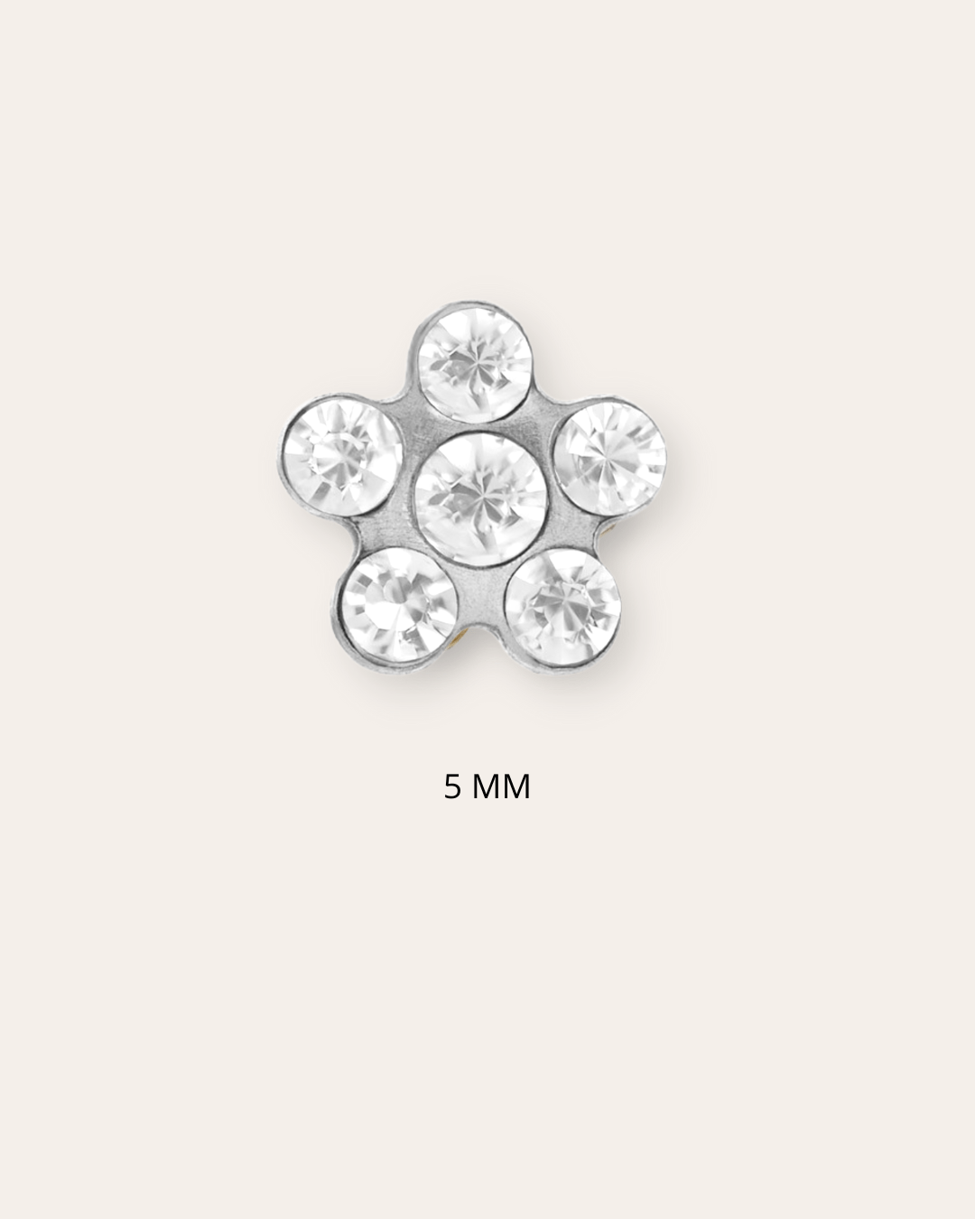 heylove Pendiente primera puesta FLOR CRISTALES 5 MM PLATA