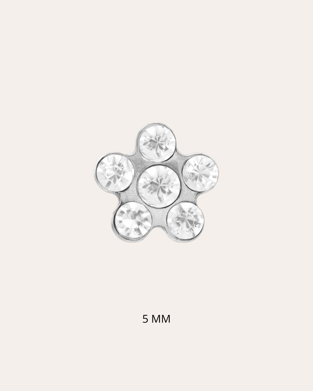 heylove Pendiente primera puesta FLOR CRISTALES 5 MM PLATA