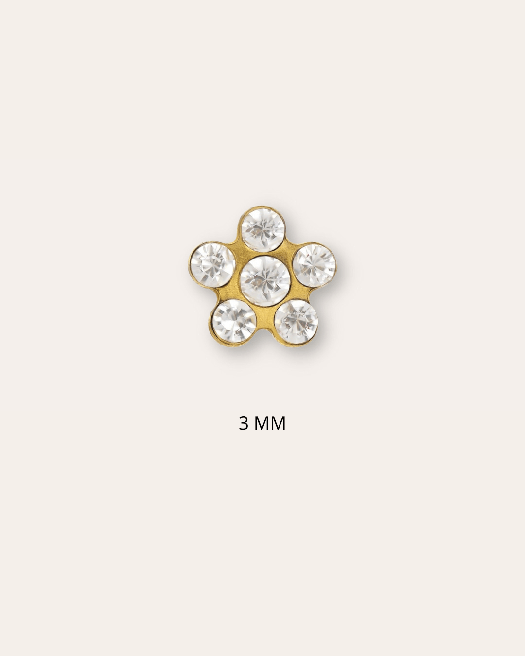heylove Pendiente primera puesta MINI FLOR CRISTAL BLANCA 3 MM ORO