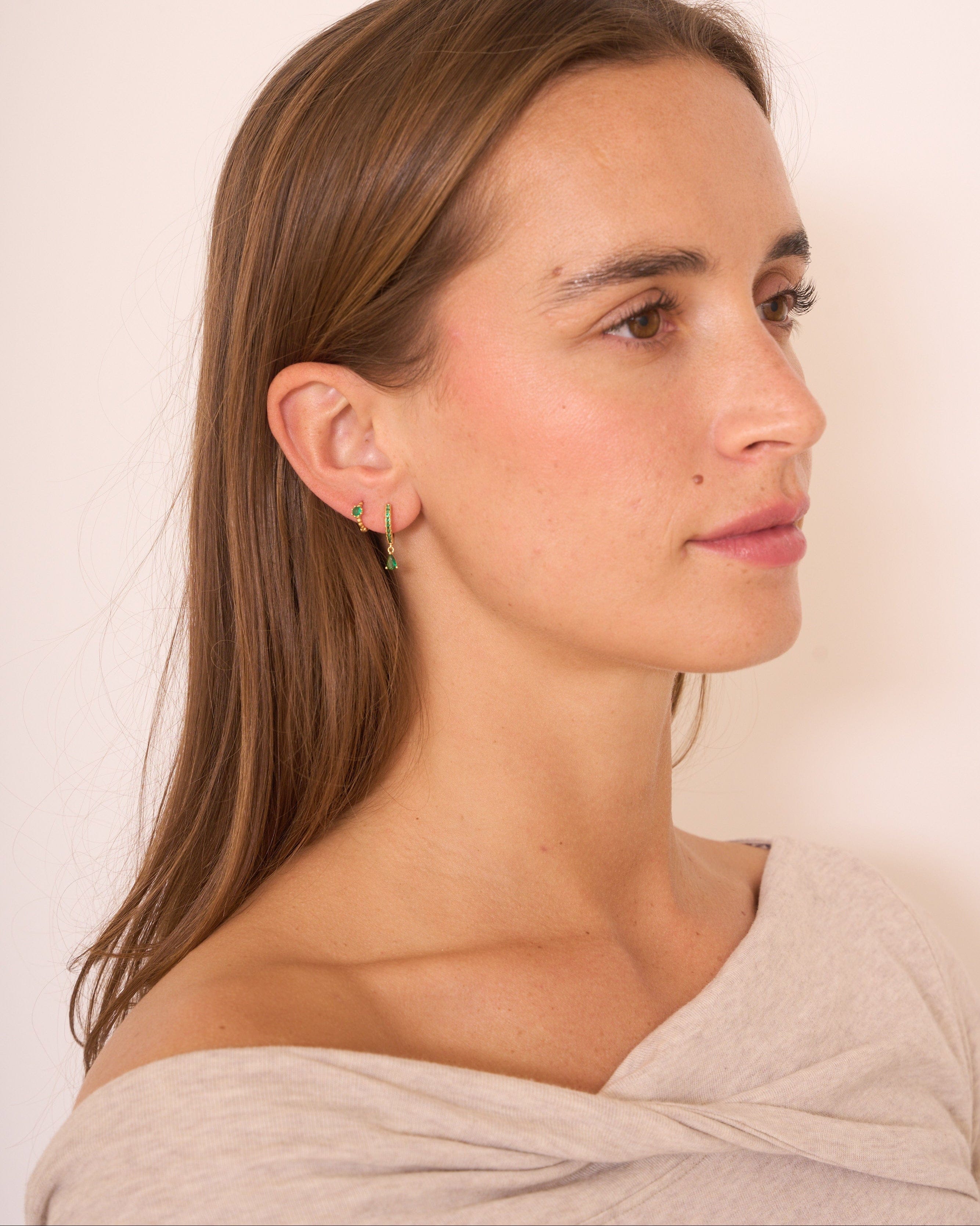 heylove PENDIENTES PENDIENTES MINI HOOPS DOT CZ