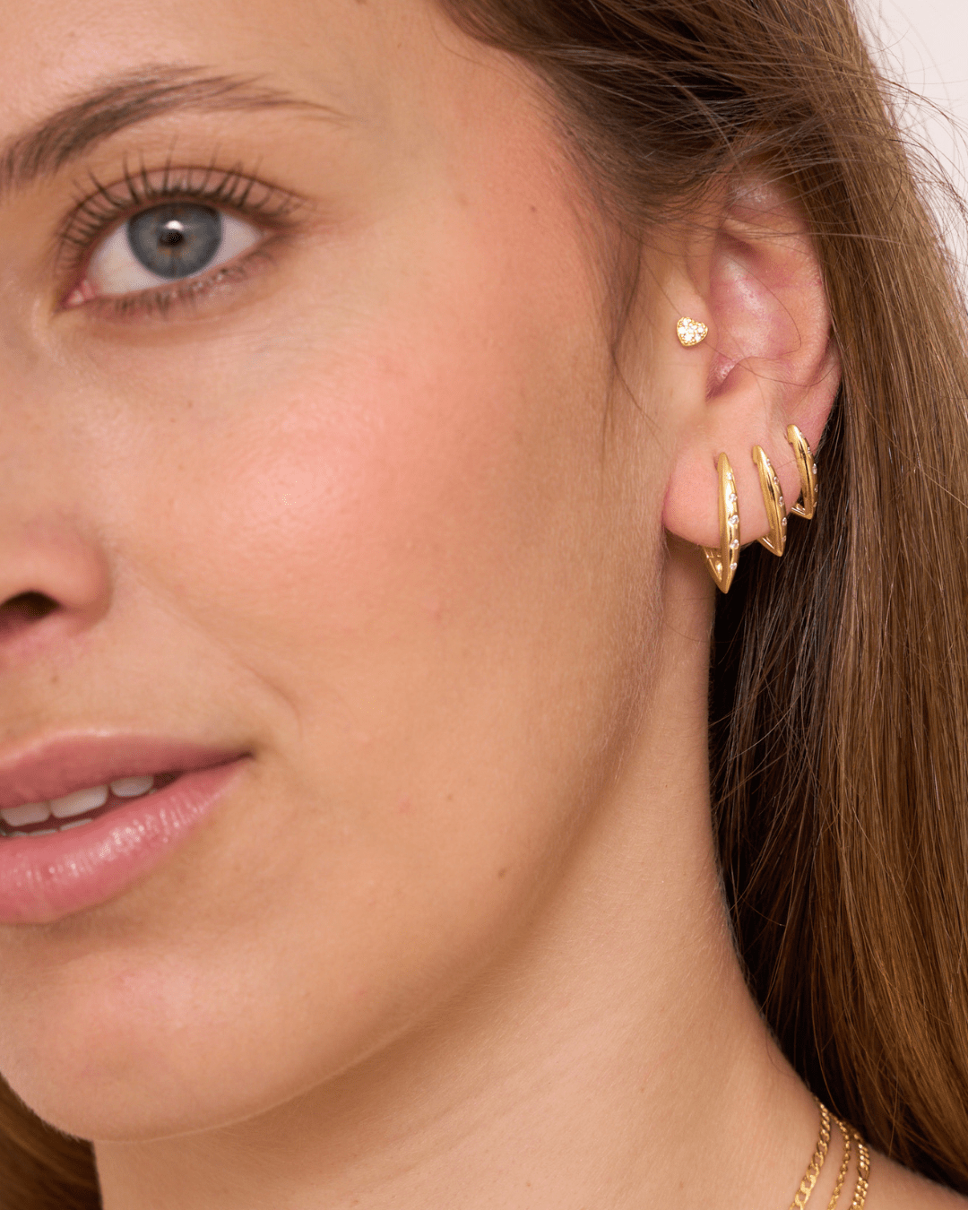 heylove PENDIENTES PENDIENTES TRIANGLE CZ HOOPS 14/16/20 MM