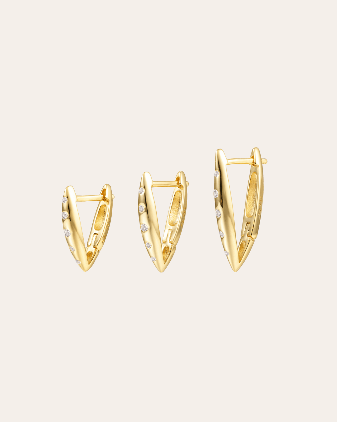 heylove PENDIENTES PENDIENTES TRIANGLE CZ HOOPS 14/16/20 MM
