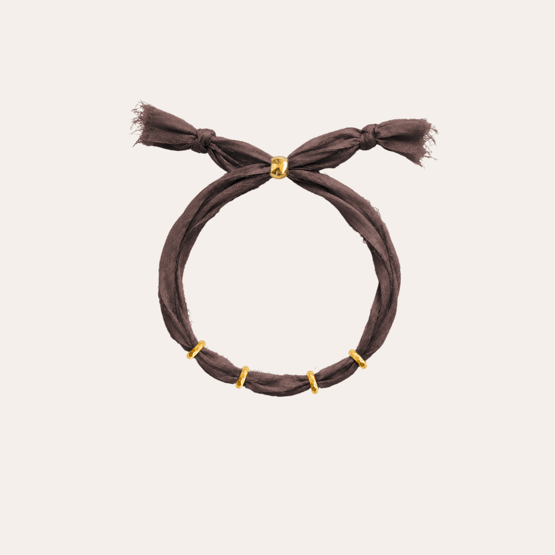 heylove PULSERAS PULSERA SEDA PARA PERSONALIZAR MARRÓN CHOCOLATE