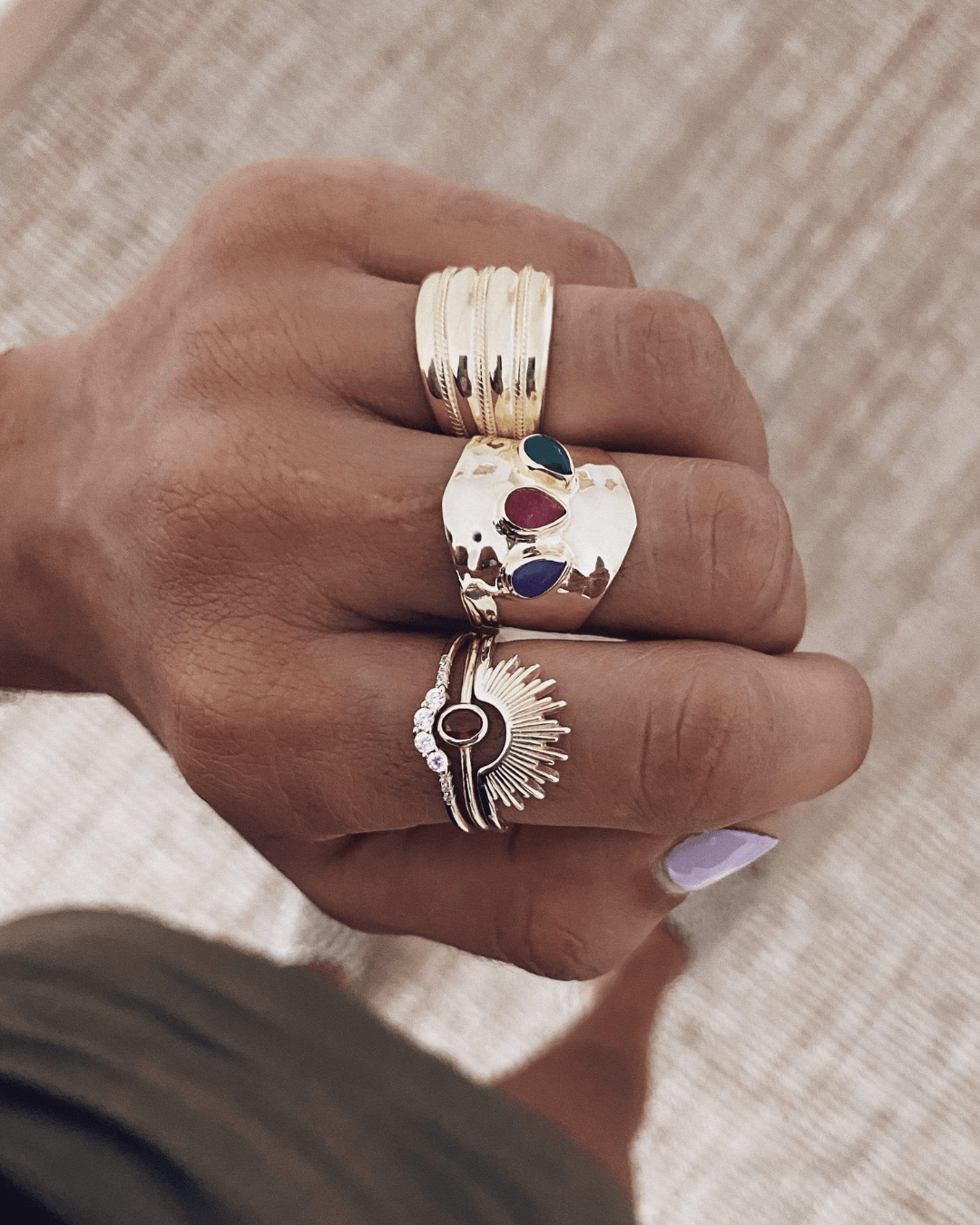 ANILLOSheyloveAnillo triple color stone | heylove