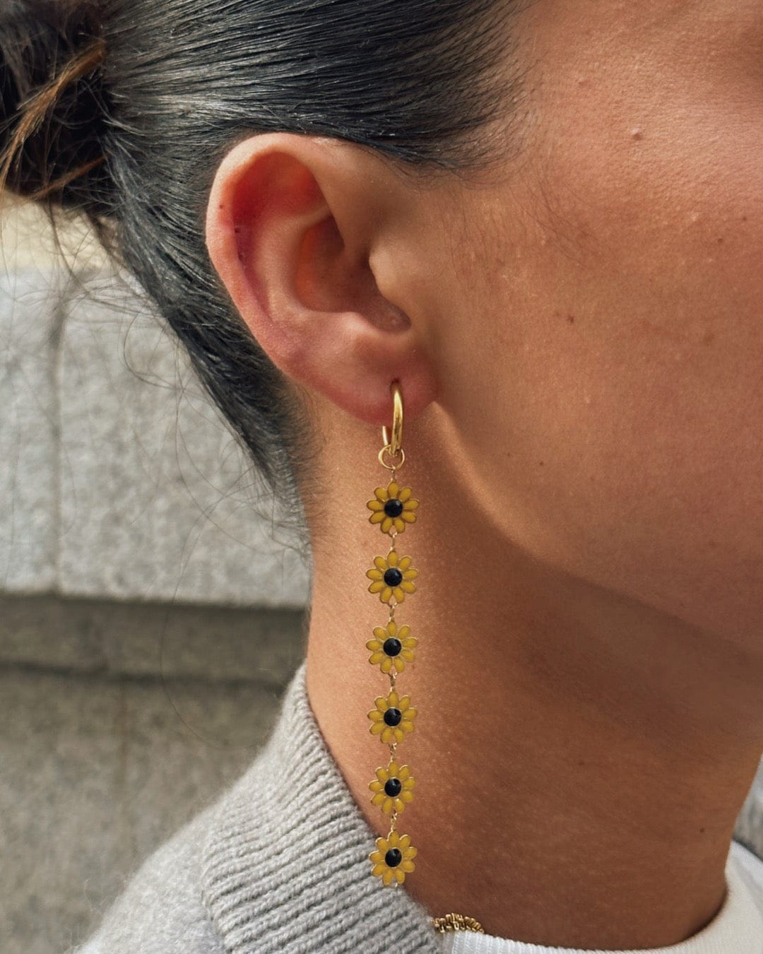 heylove Pendientes PENDIENTES MARGARITAS BLACK