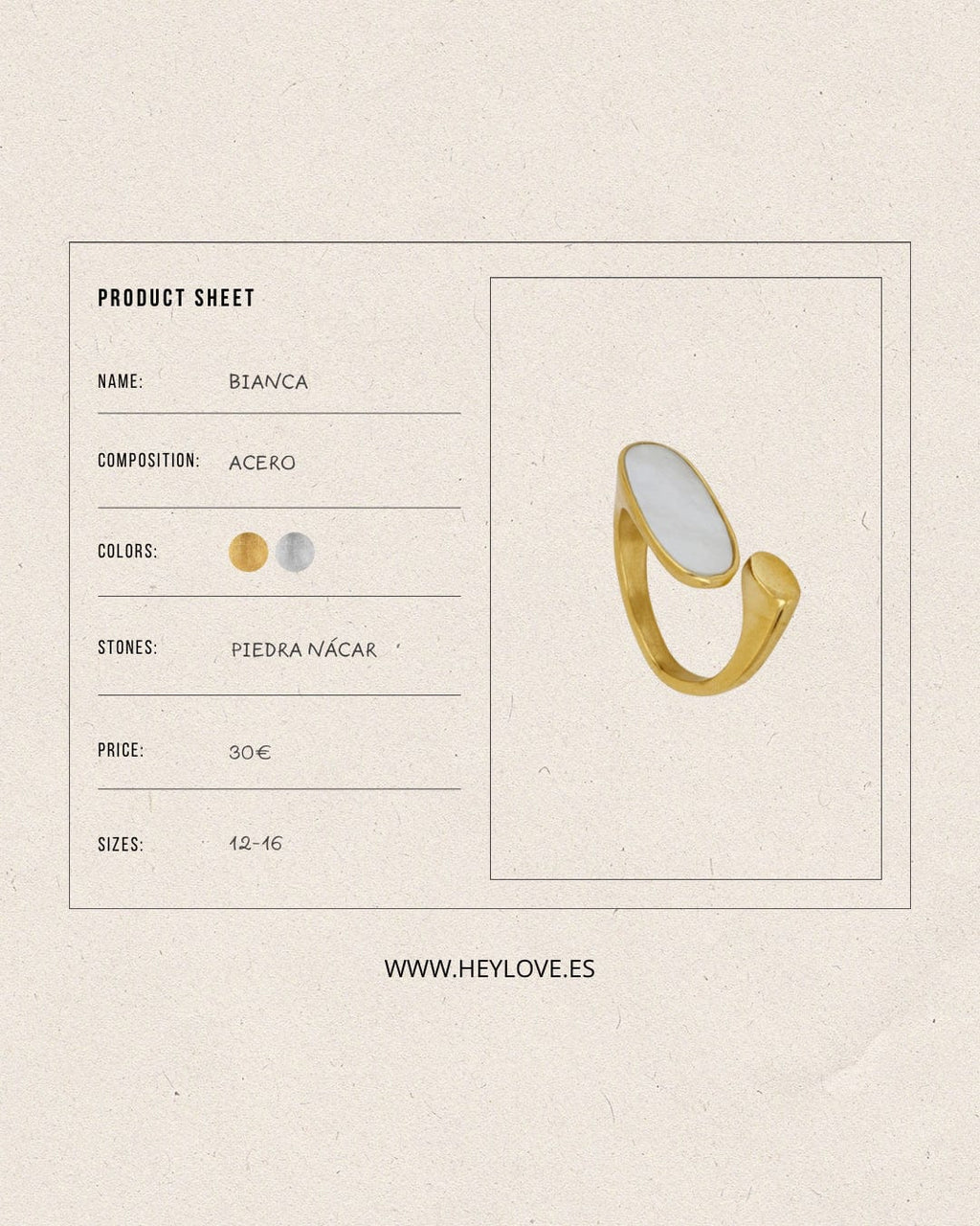 heylove ANILLOS ANILLO BIANCA
