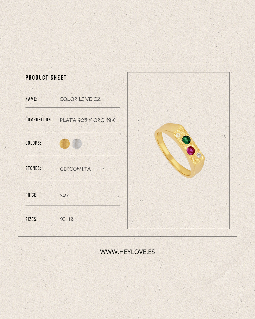 heylove ANILLOS ANILLO COLOR LINE CZ