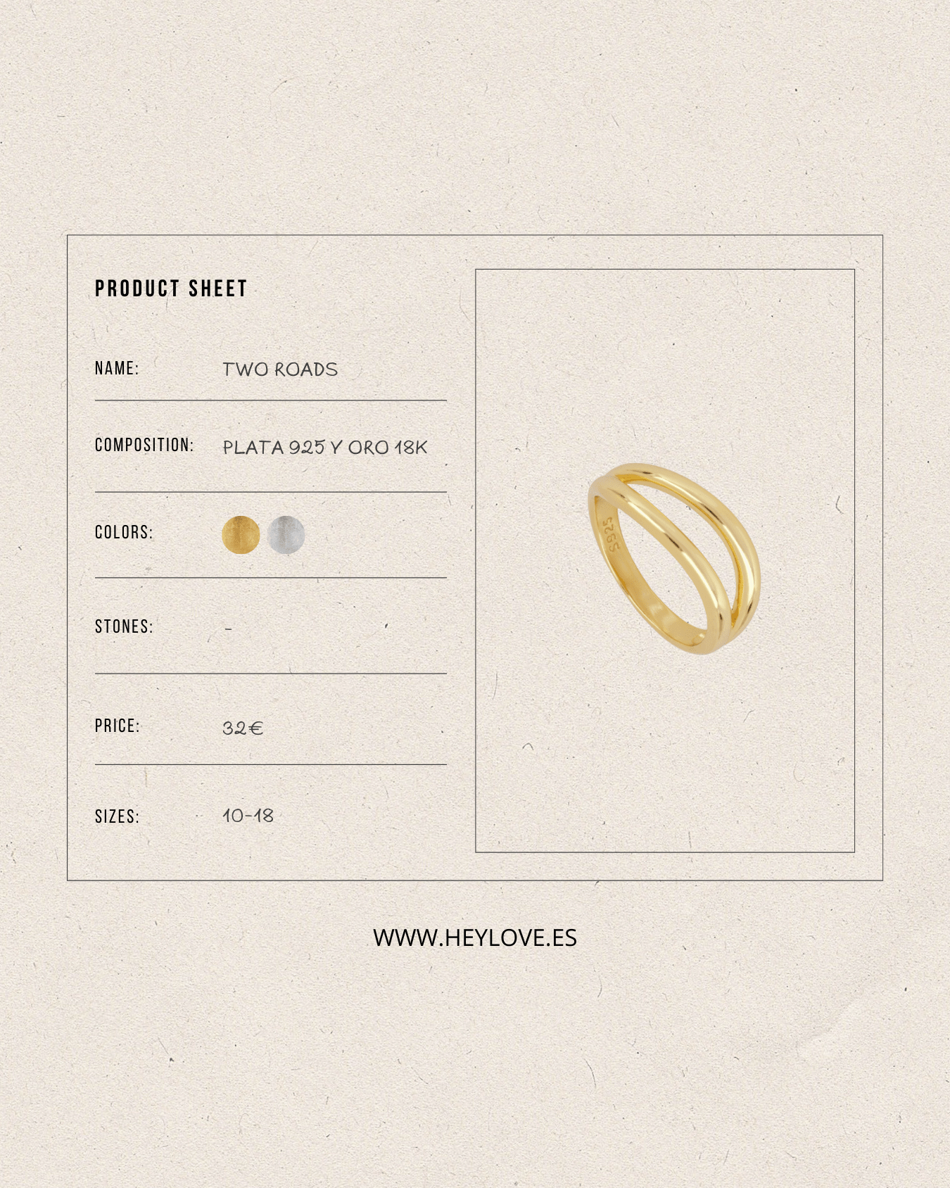 heylove ANILLOS ANILLO TWO ROADS