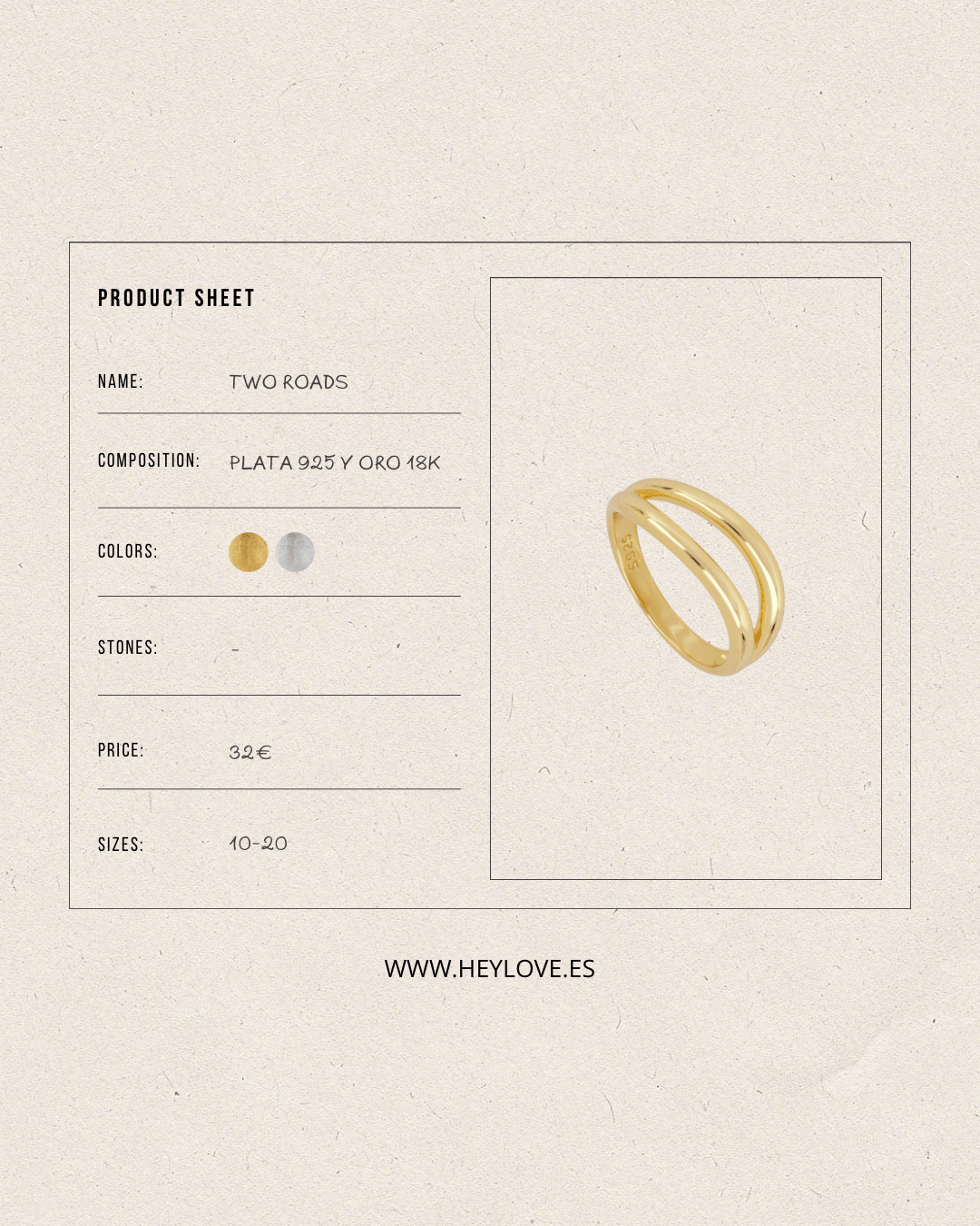heylove ANILLOS ANILLO TWO ROADS