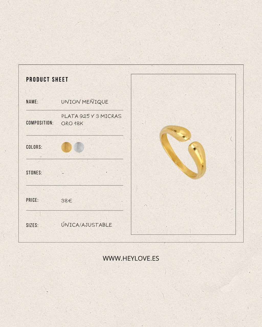 heylove ANILLOS ANILLO UNION MEÑIQUE