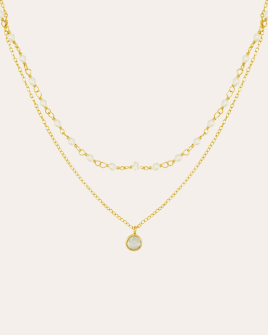 heylove COLLARES COLLAR DOBLE PIEDRA LUNA
