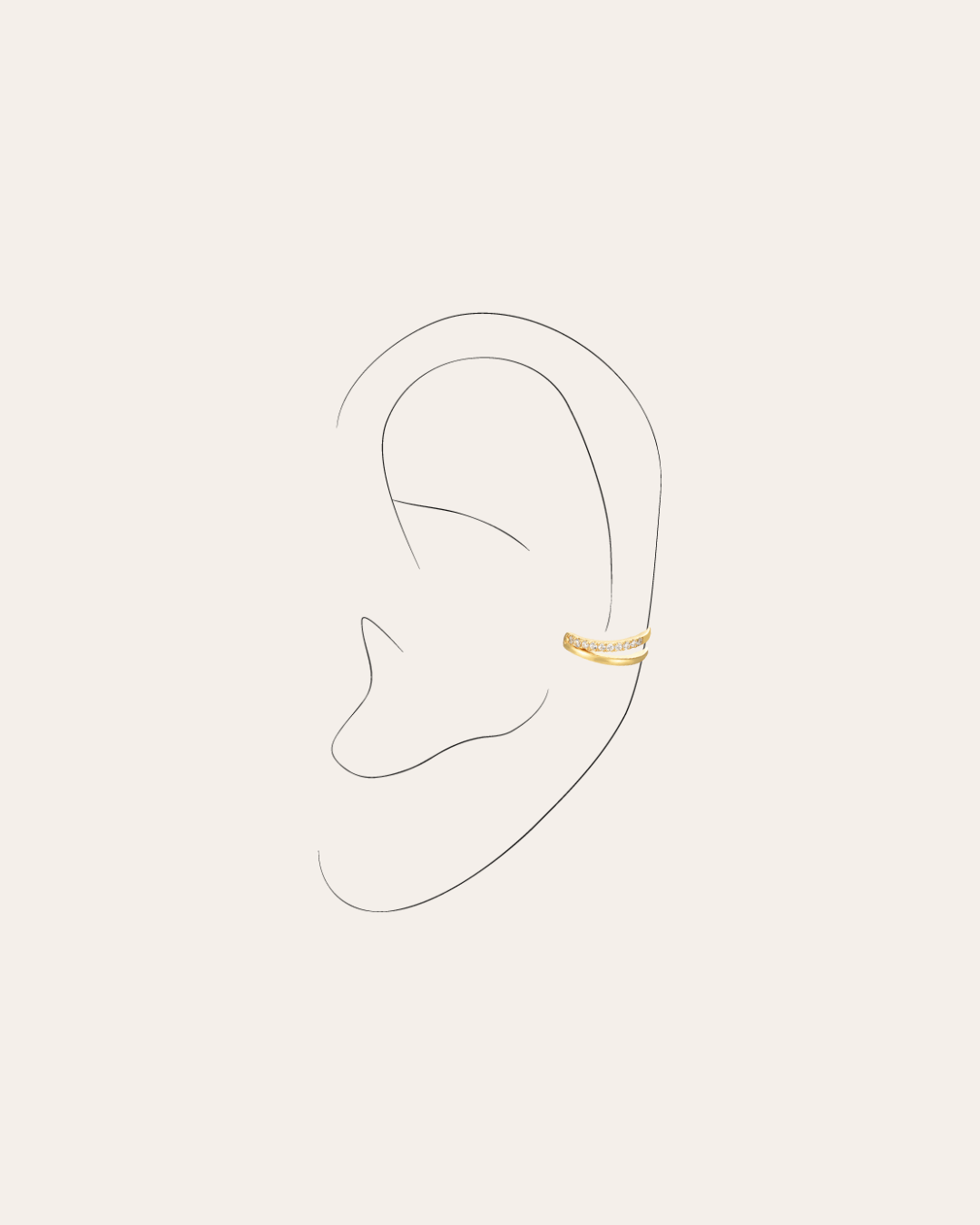 heylove EARCUFF EAR CUFF DOUBLE LINE CZ