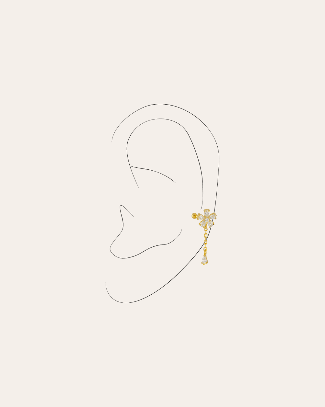 heylove EARCUFF EAR CUFF FLOWER CZ