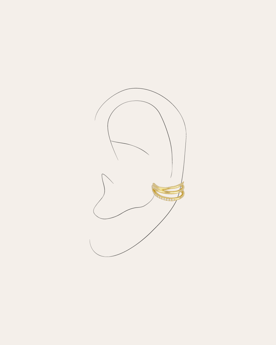 heylove EARCUFF EAR CUFF TRIPLE LINE CZ