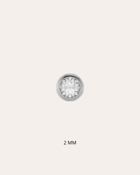 heylove Pendiente primera puesta ABRIL CRISTAL 2 MM PLATA