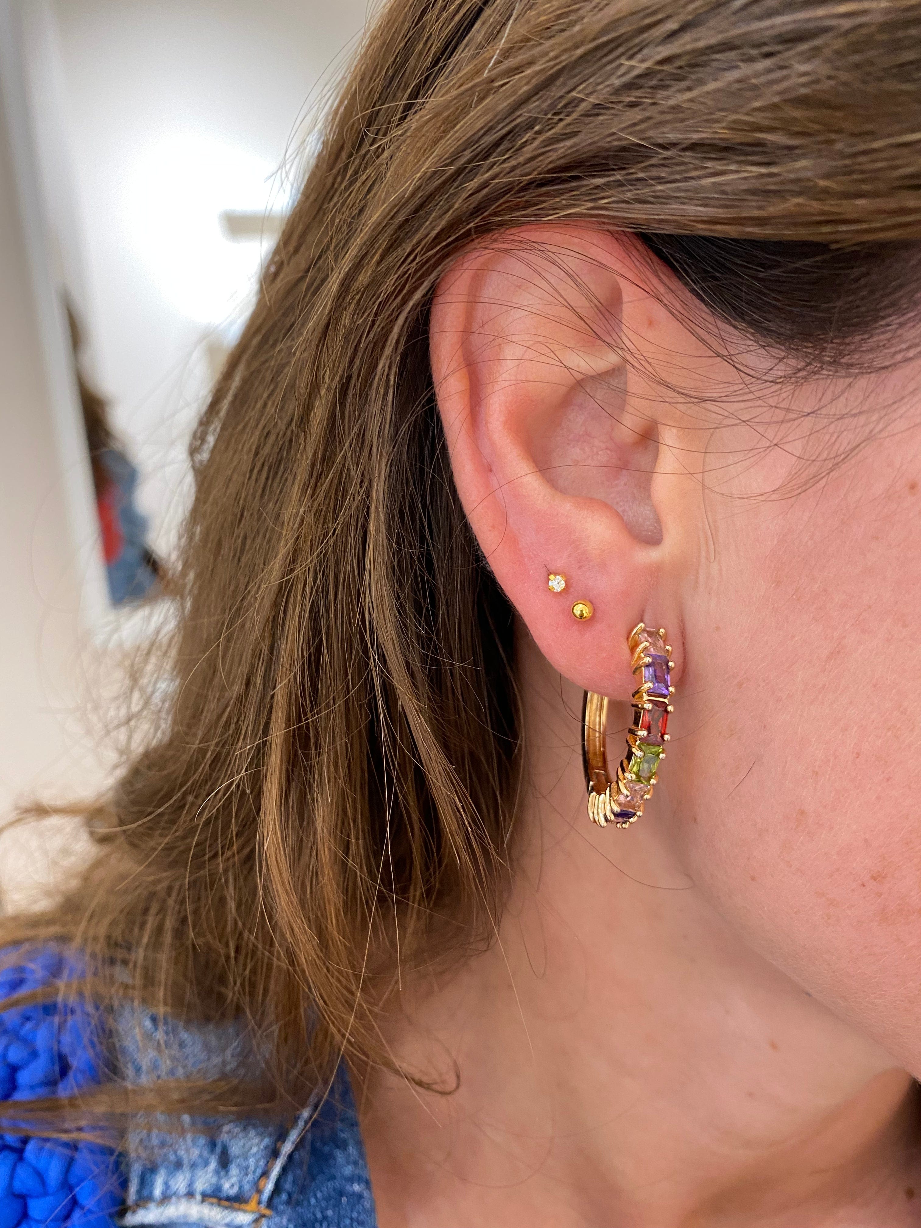 heylove Pendiente primera puesta CIRCONITA 2 MM ORO