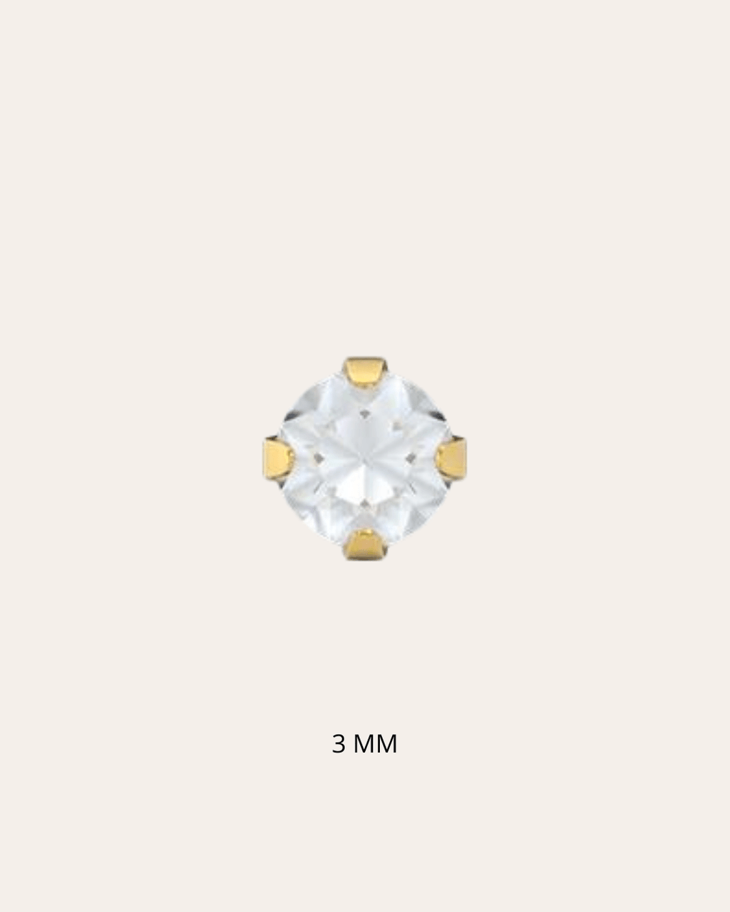 heylove Pendiente primera puesta CRISTAL 3 MM ORO