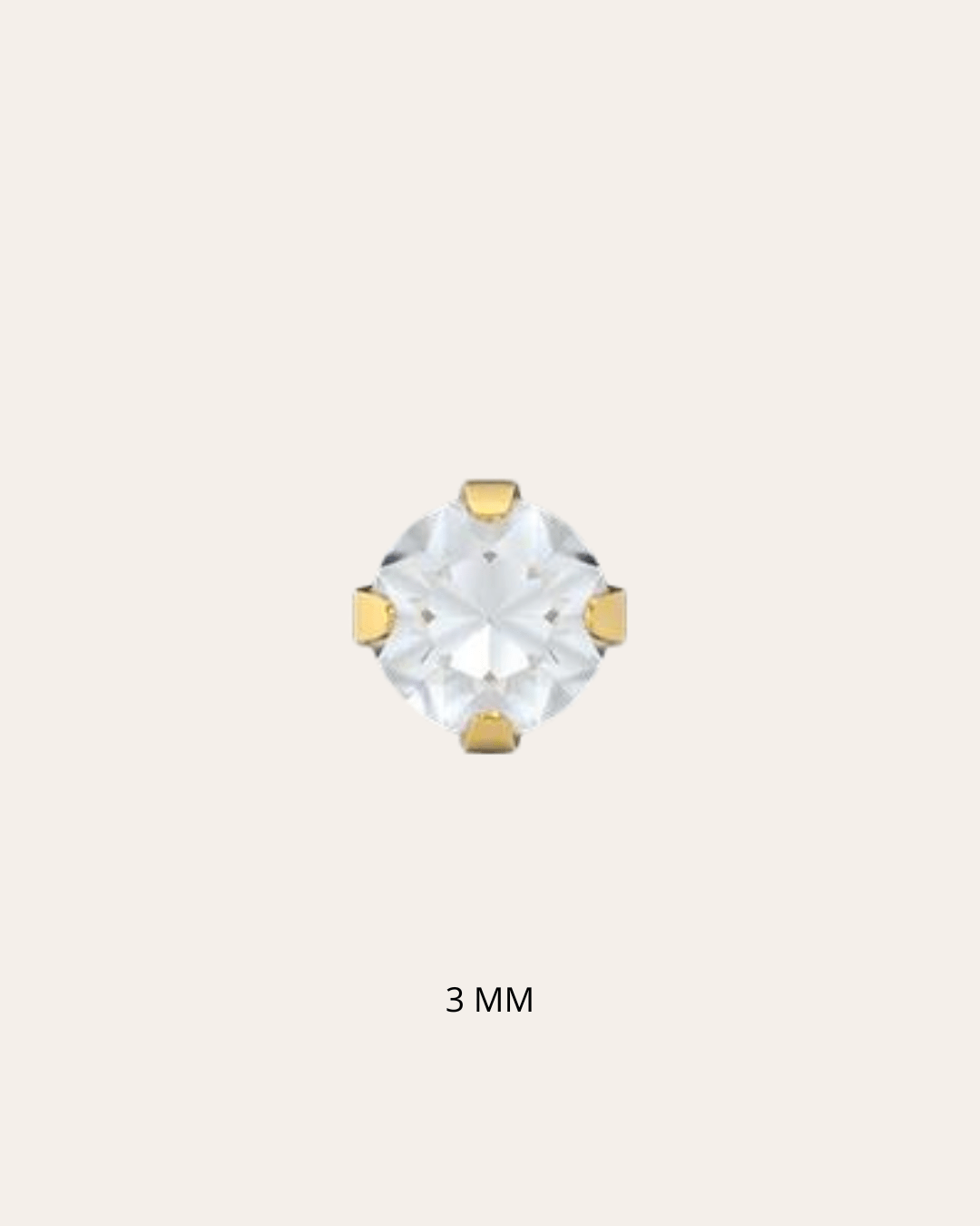 heylove Pendiente primera puesta CRISTAL 3 MM ORO