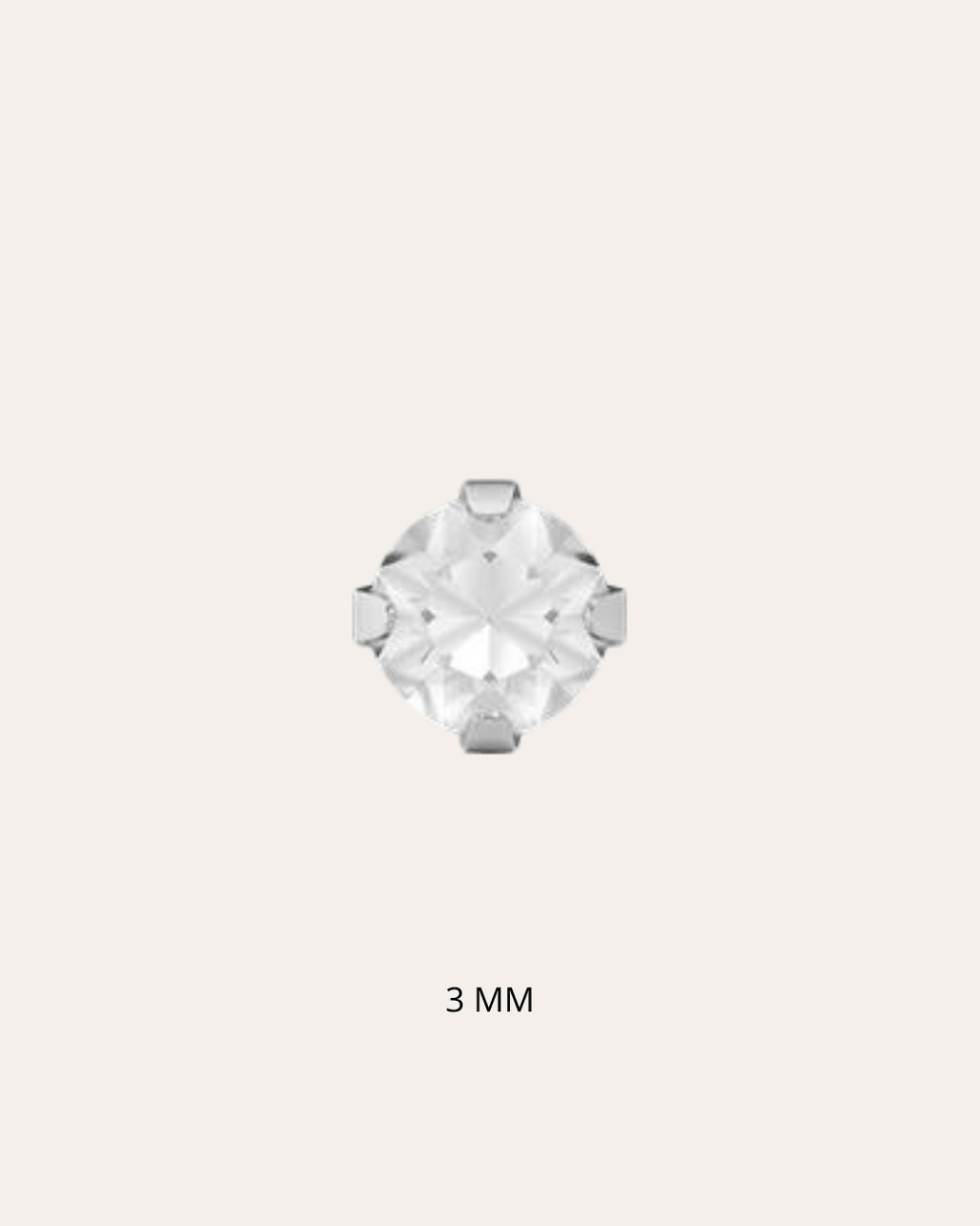 heylove Pendiente primera puesta CRISTAL 3 MM PLATA