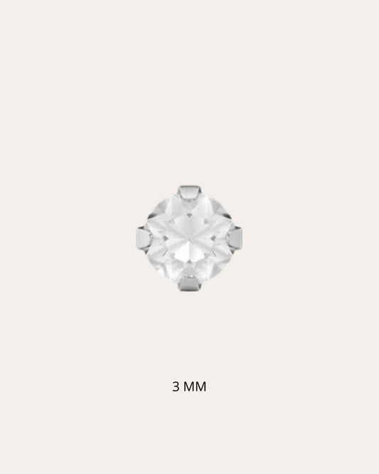 heylove Pendiente primera puesta CRISTAL 3 MM PLATA