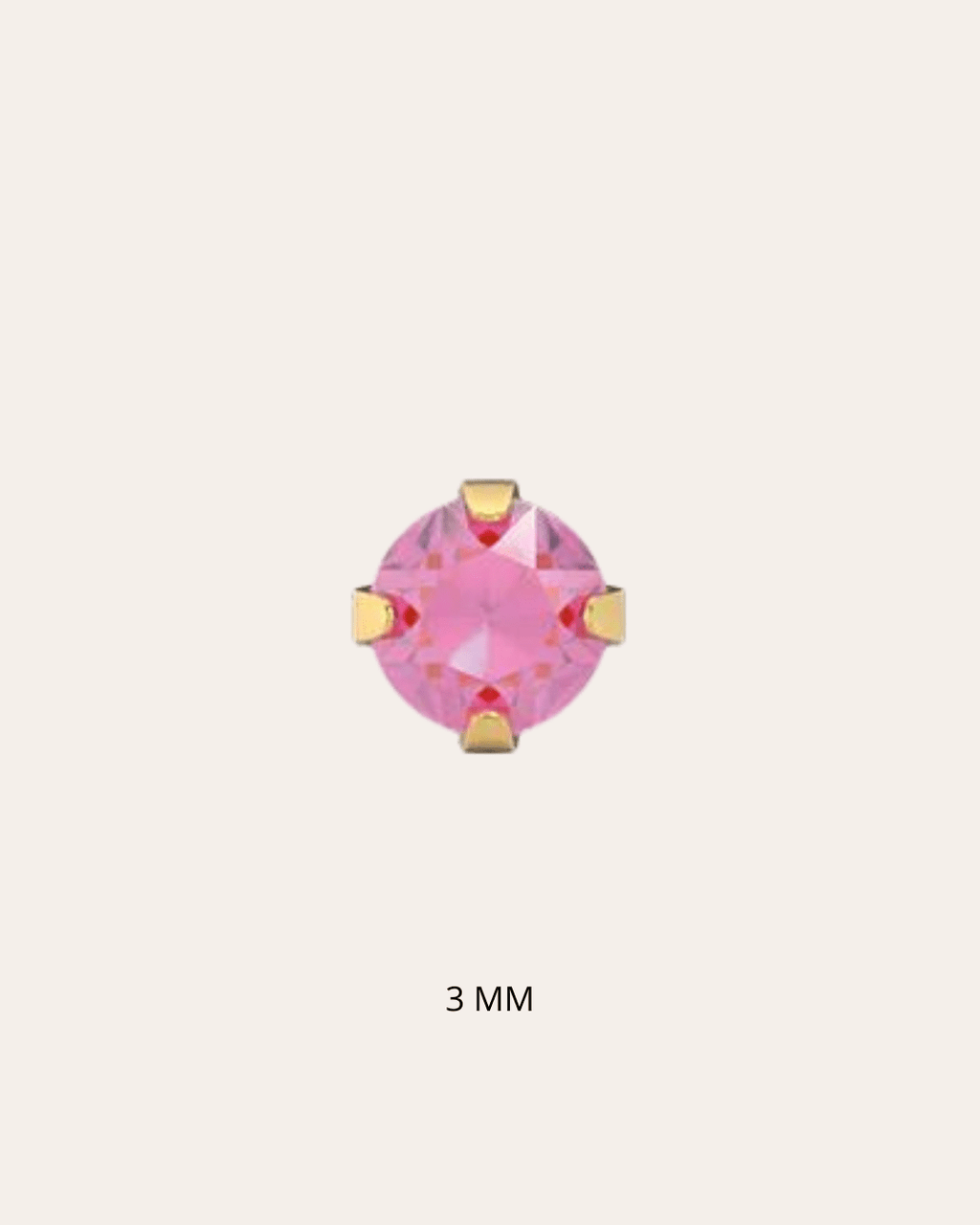 heylove Pendiente primera puesta CRISTAL ROSA 3 MM ORO