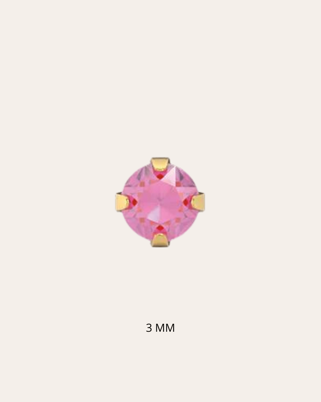 heylove Pendiente primera puesta CRISTAL ROSA 3 MM ORO