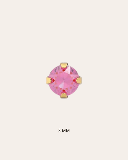 heylove Pendiente primera puesta CRISTAL ROSA 3 MM ORO