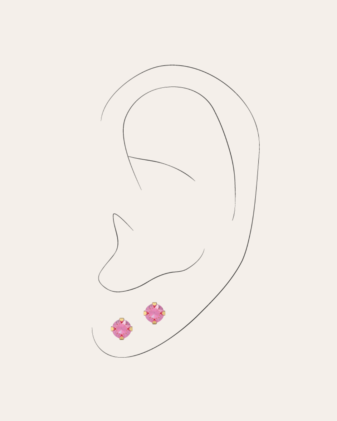 heylove Pendiente primera puesta CRISTAL ROSA 3 MM ORO