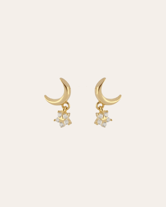heylove PENDIENTES PENDIENTES LUNA Y ESTRELLA CZ