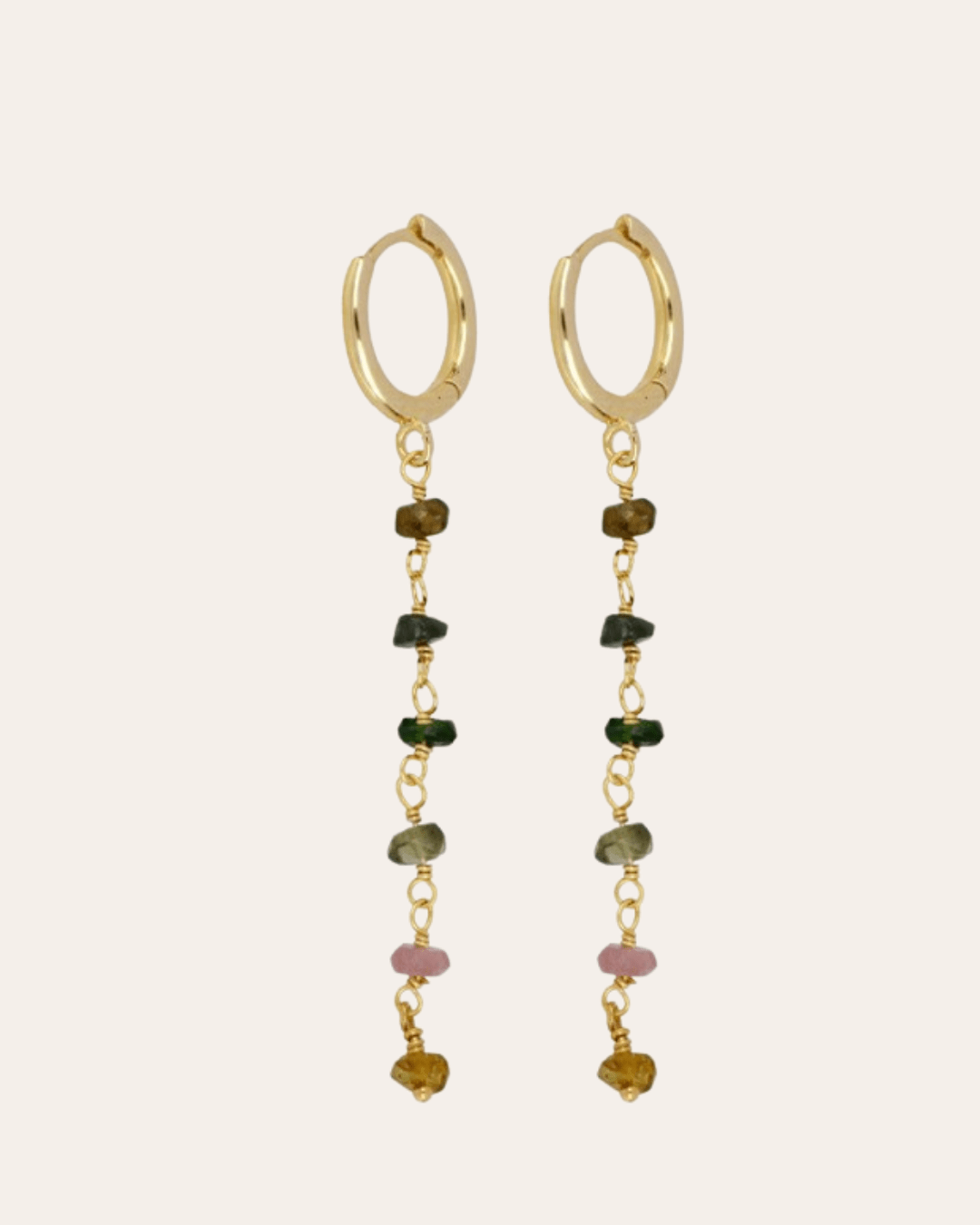heylove PENDIENTES PENDIENTES TURMALINA CHAIN HOOPS