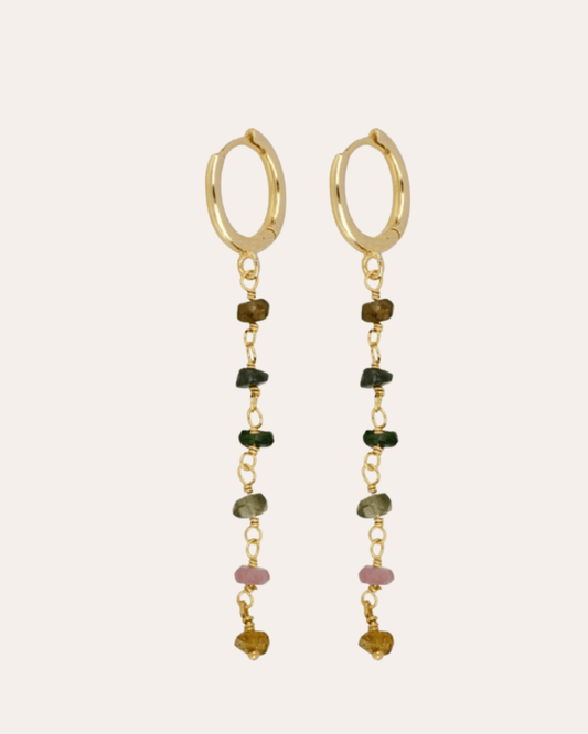 heylove PENDIENTES PENDIENTES TURMALINA CHAIN HOOPS