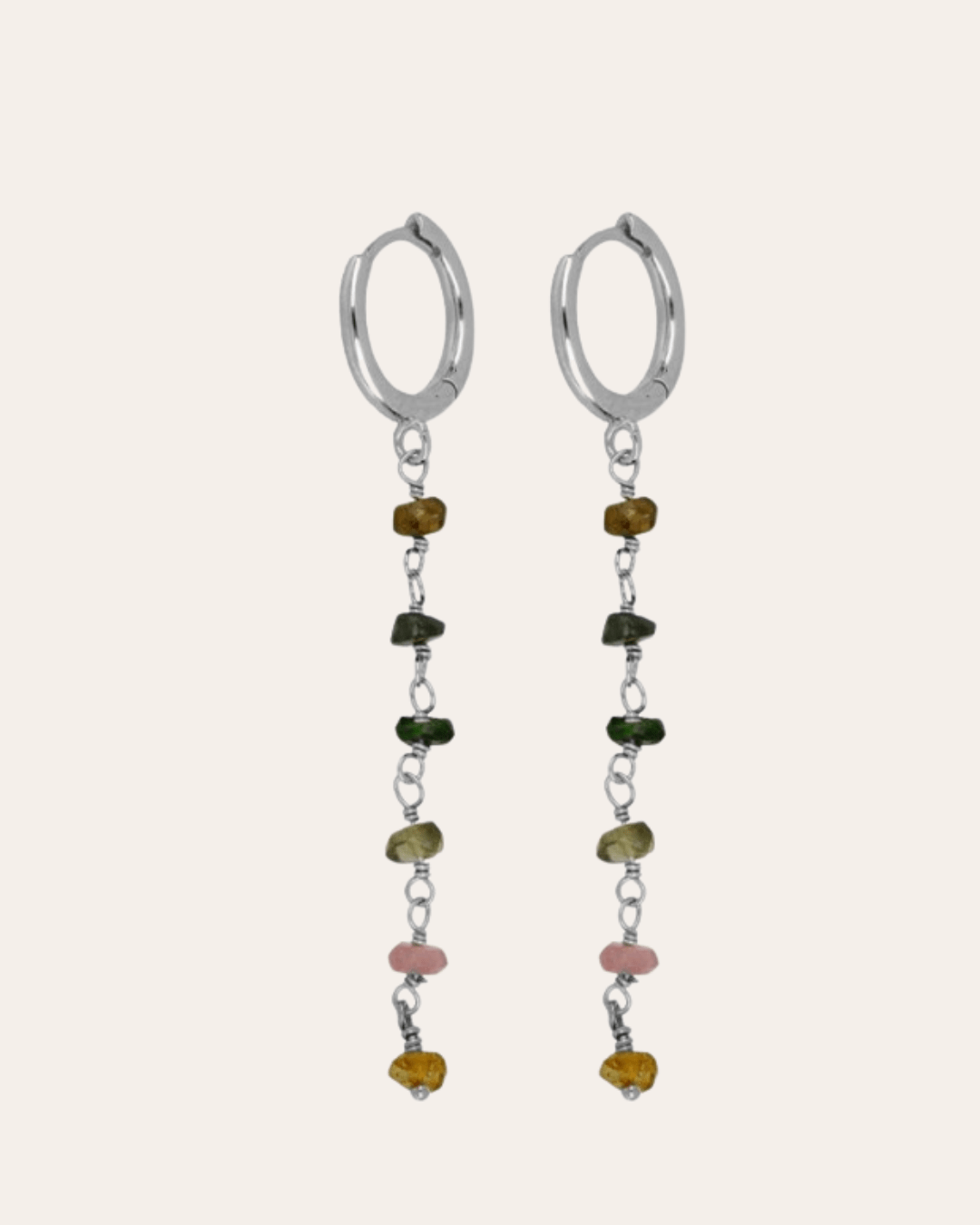 heylove PENDIENTES PENDIENTES TURMALINA CHAIN HOOPS