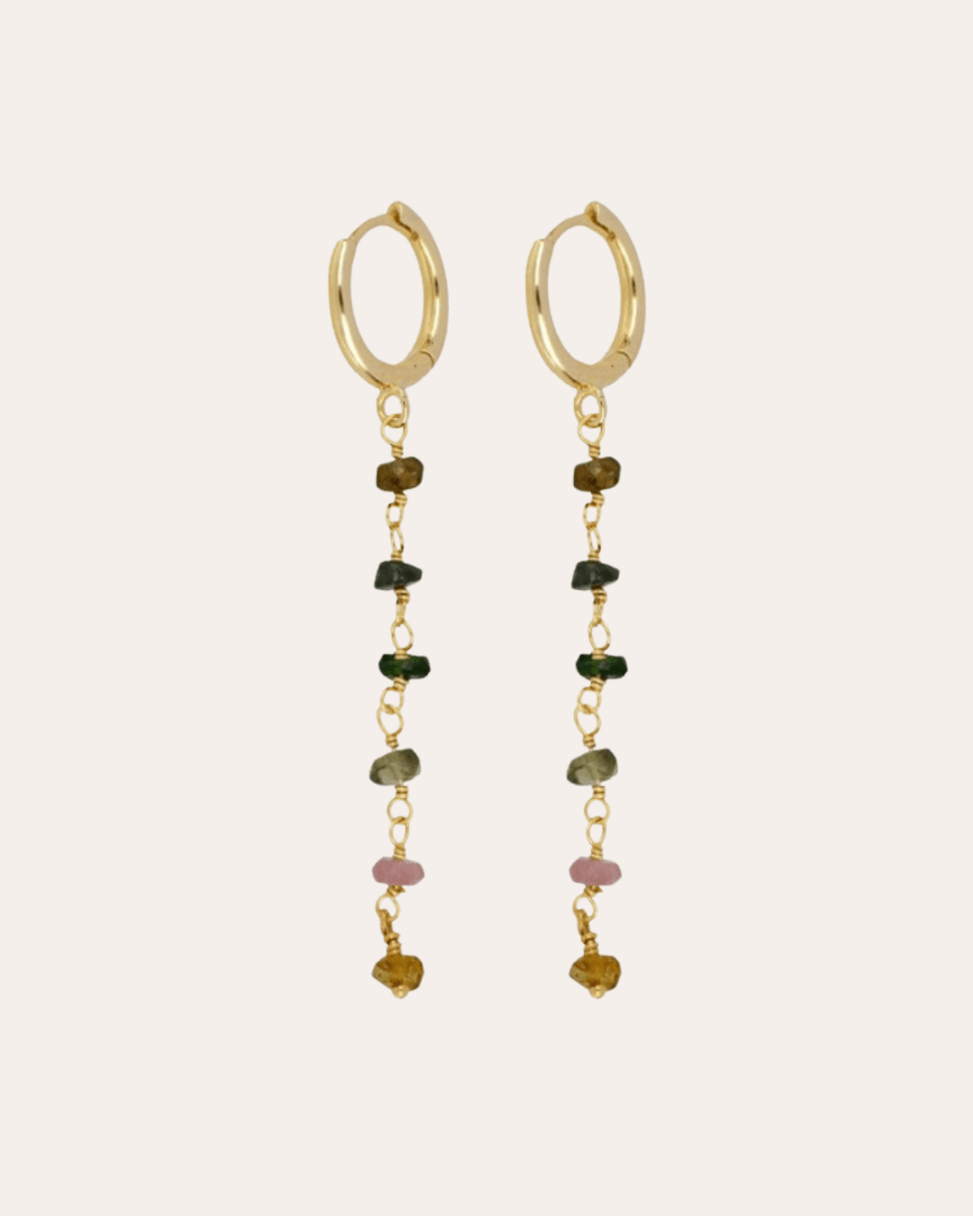 heylove PENDIENTES PENDIENTES TURMALINA CHAIN HOOPS